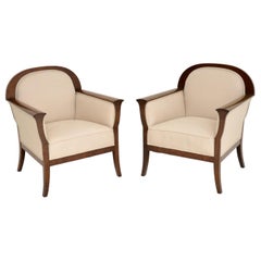 Pair of Antique Swedish Satin Birch Biedermeier Style Armchairs