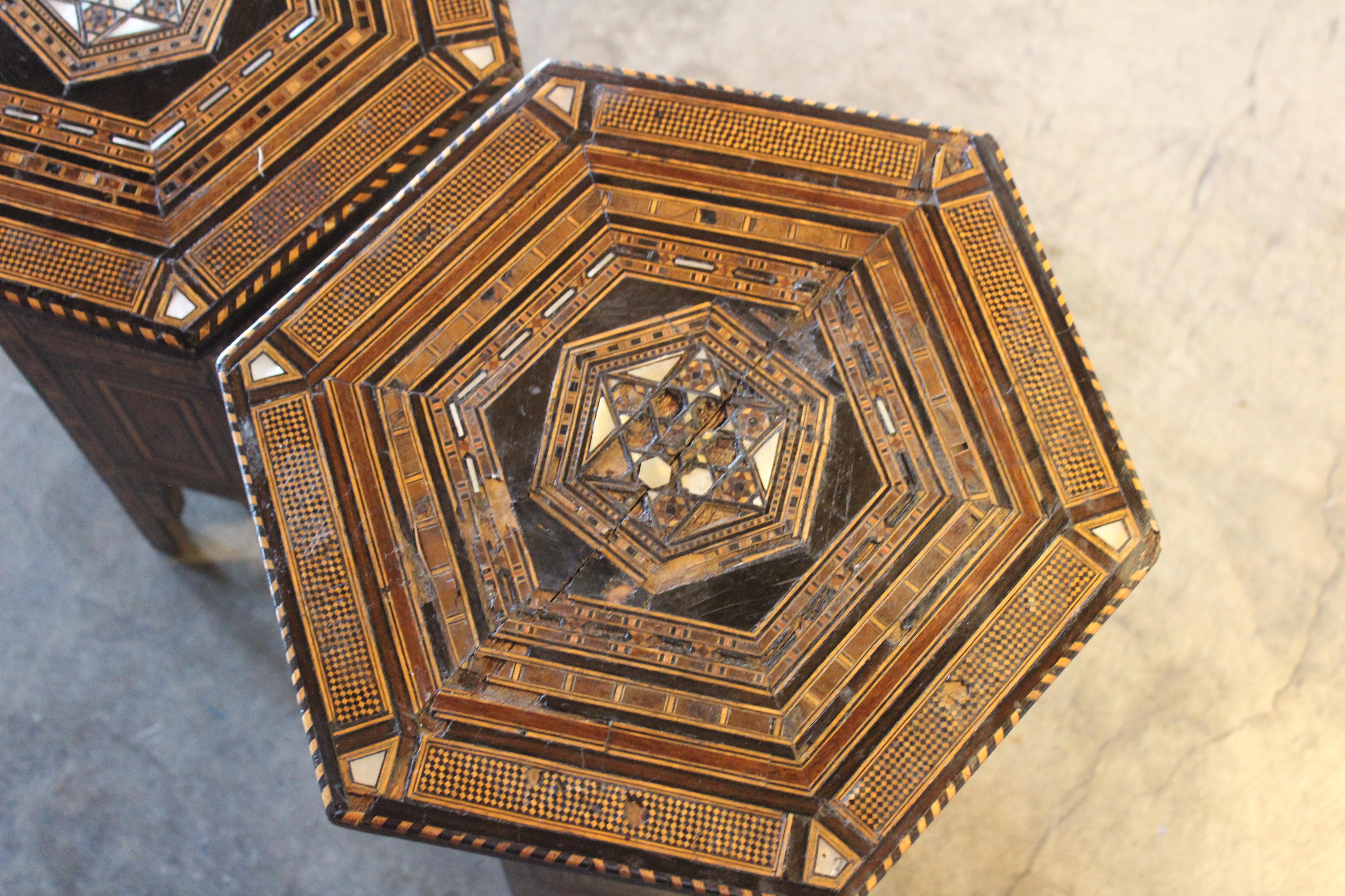 Pair of Antique Syrian Inlaid Side Tables 5