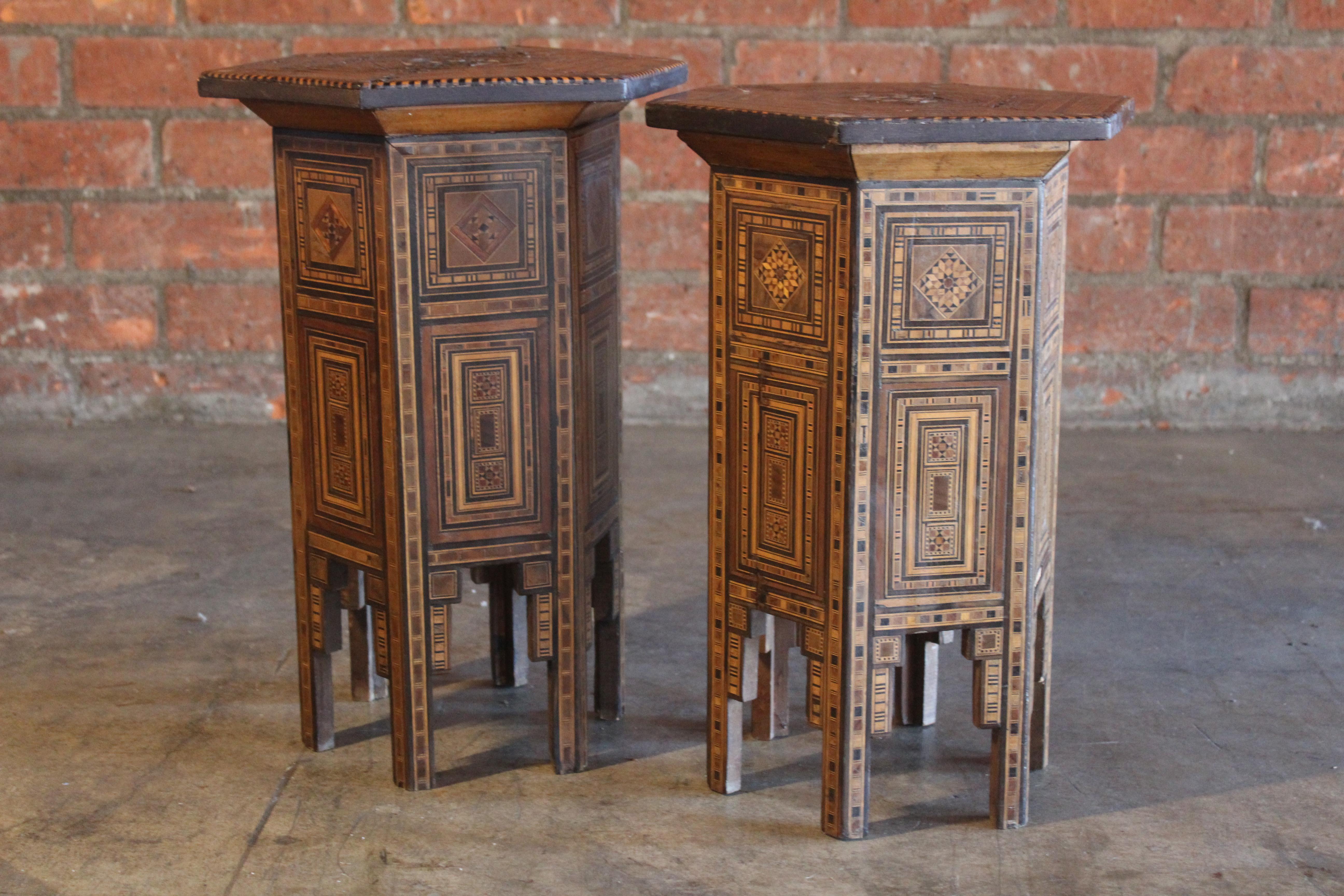 Pair of Antique Syrian Inlaid Side Tables 7