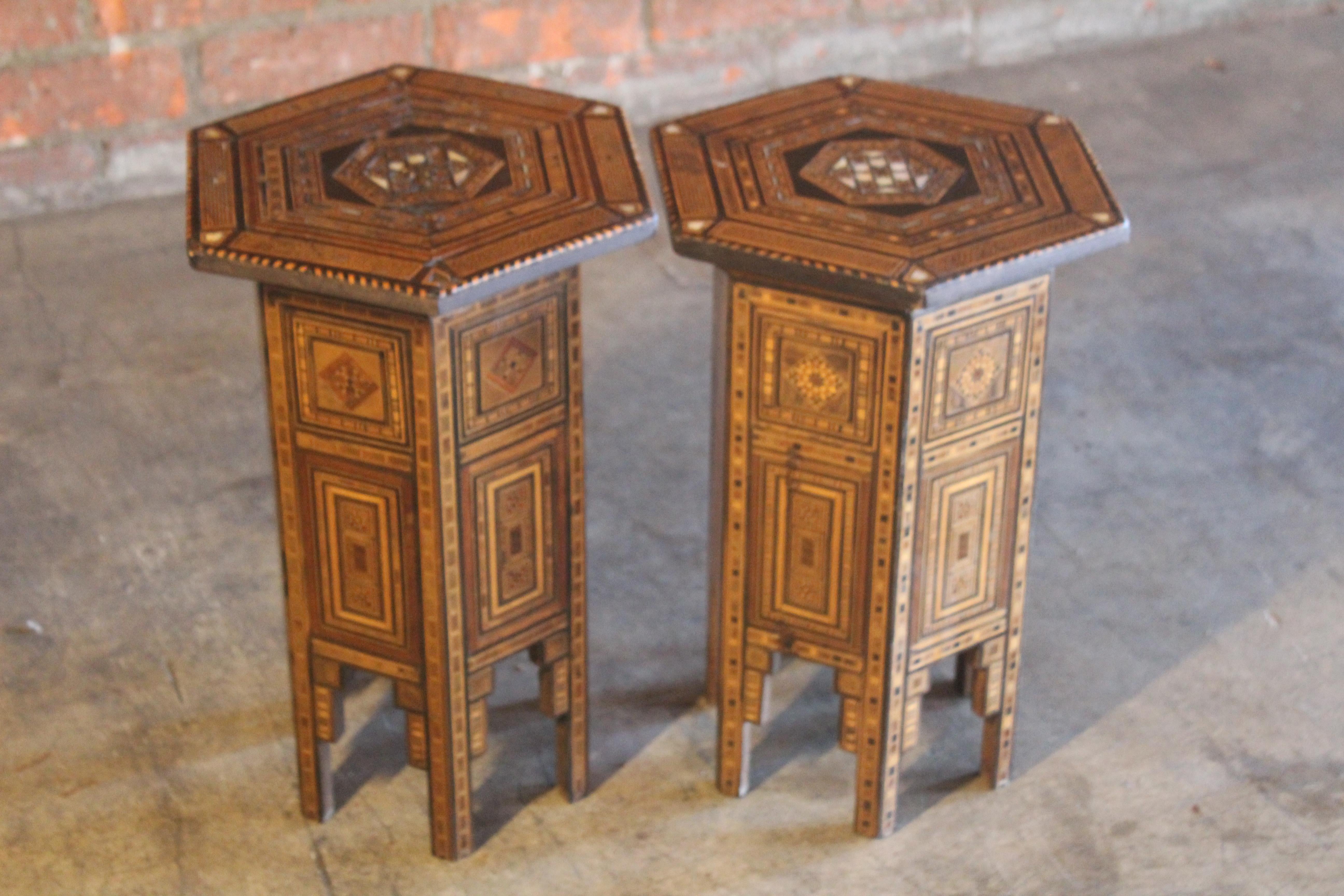 Pair of Antique Syrian Inlaid Side Tables 8