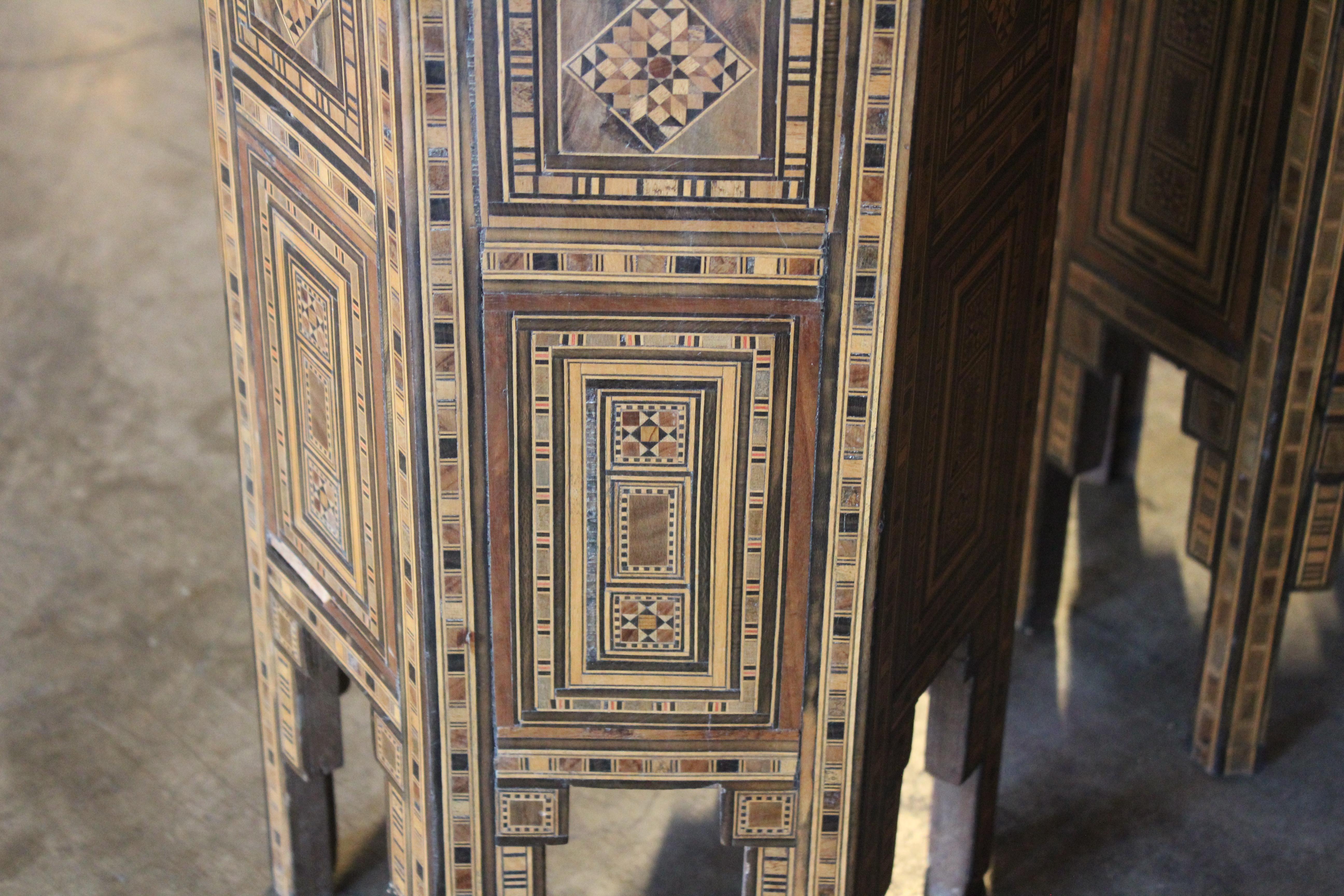 Pair of Antique Syrian Inlaid Side Tables 12