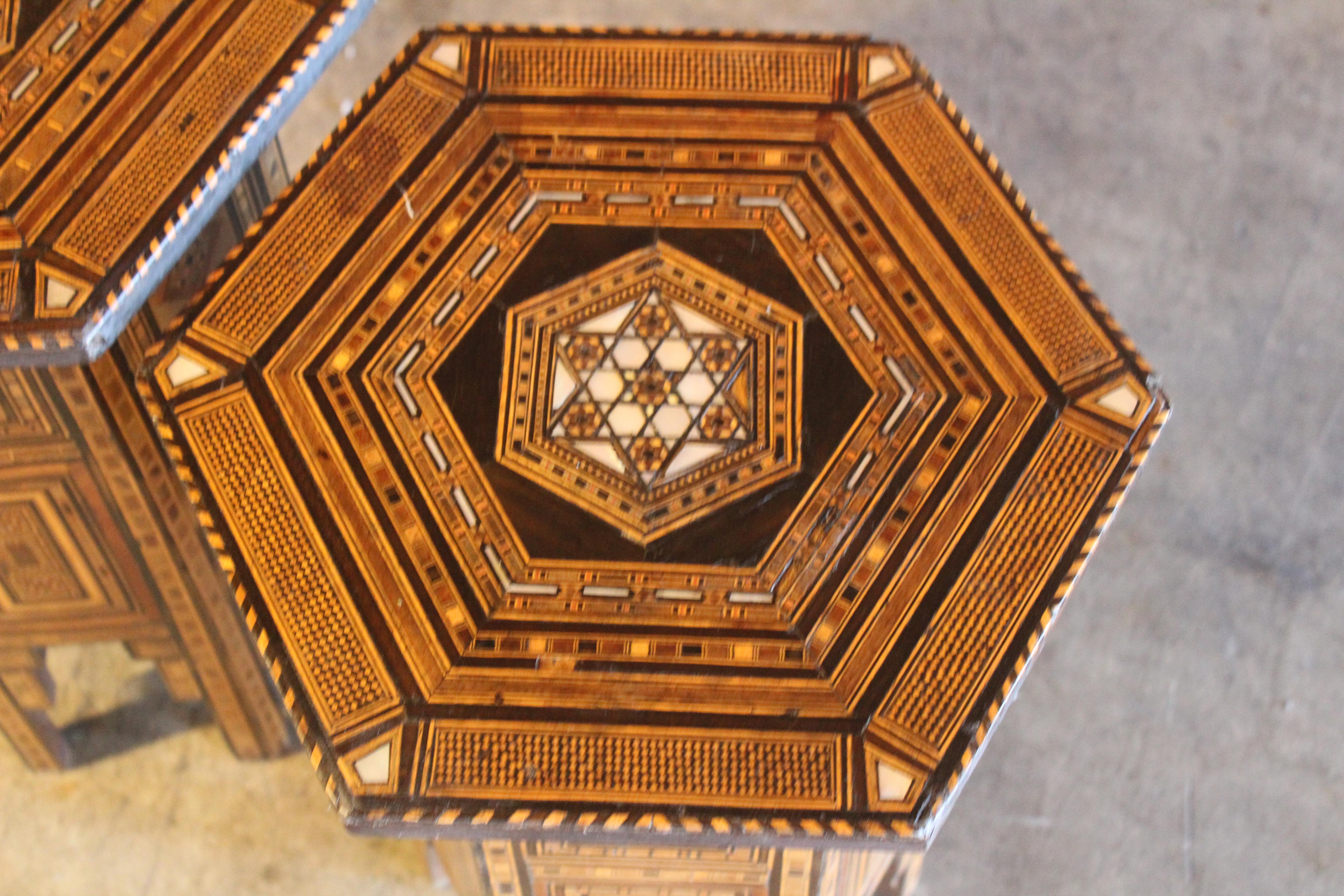 Pair of Antique Syrian Inlaid Side Tables 2