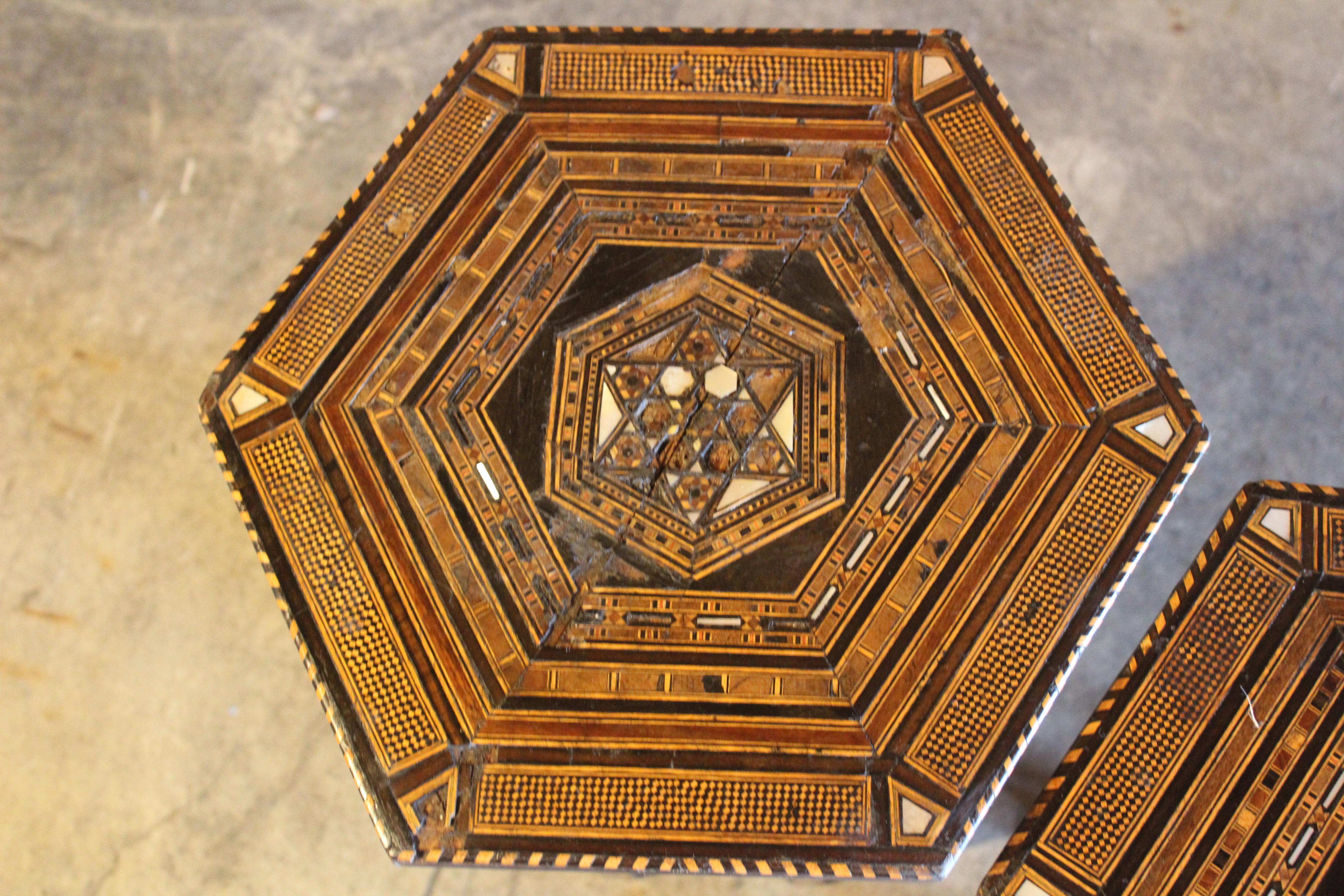 Pair of Antique Syrian Inlaid Side Tables 3