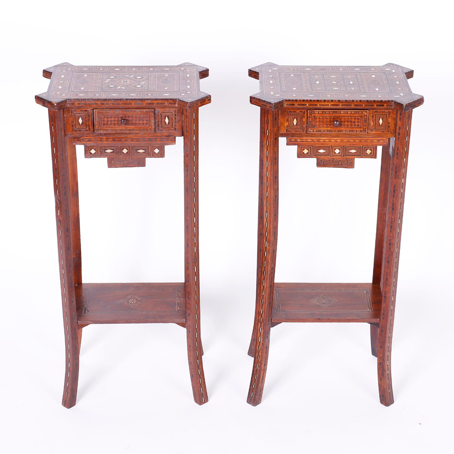 Moorish Pair of Antique Syrian Inlaid Stands or Tables