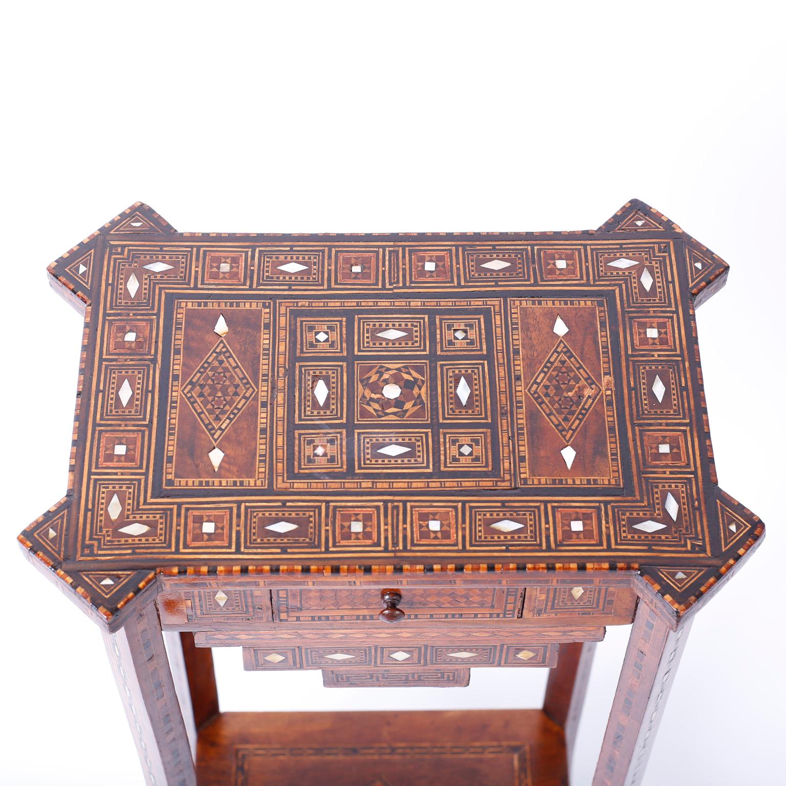 Mother-of-Pearl Pair of Antique Syrian Inlaid Stands or Tables