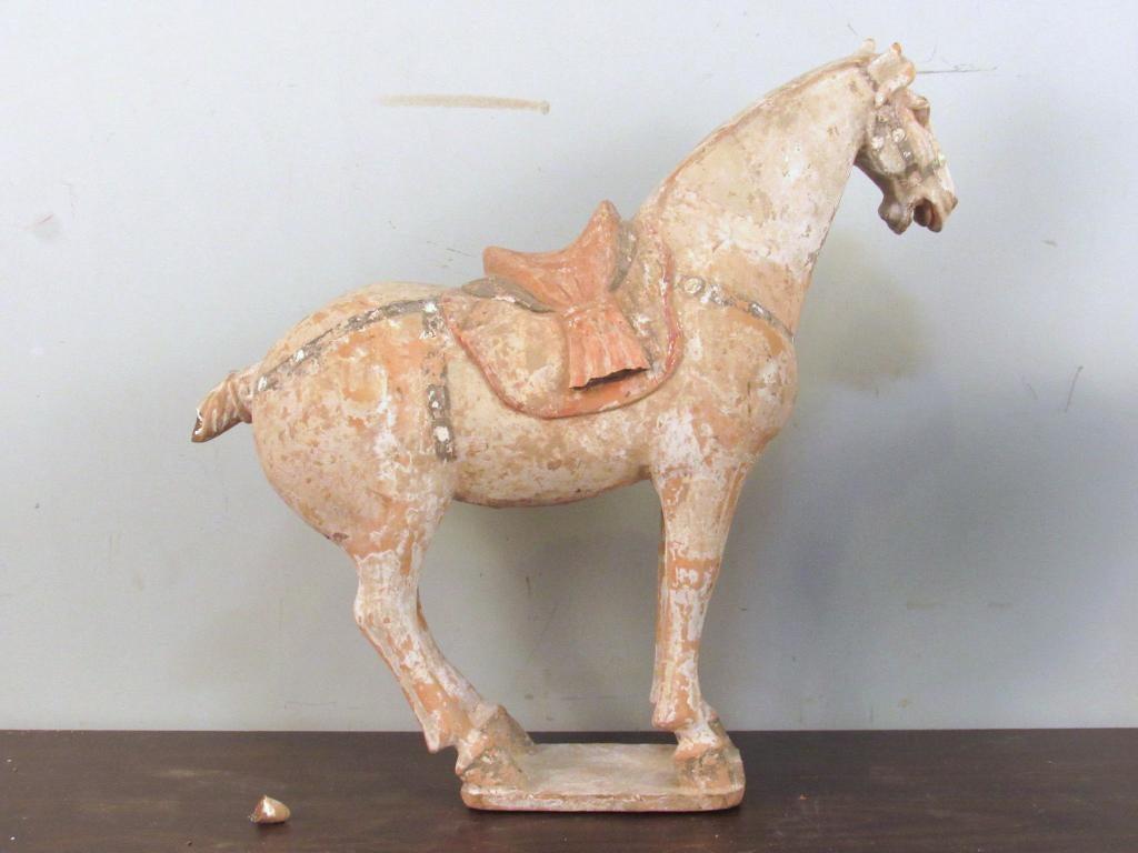 Pair of Antique Tang Style Pottery Horses 1