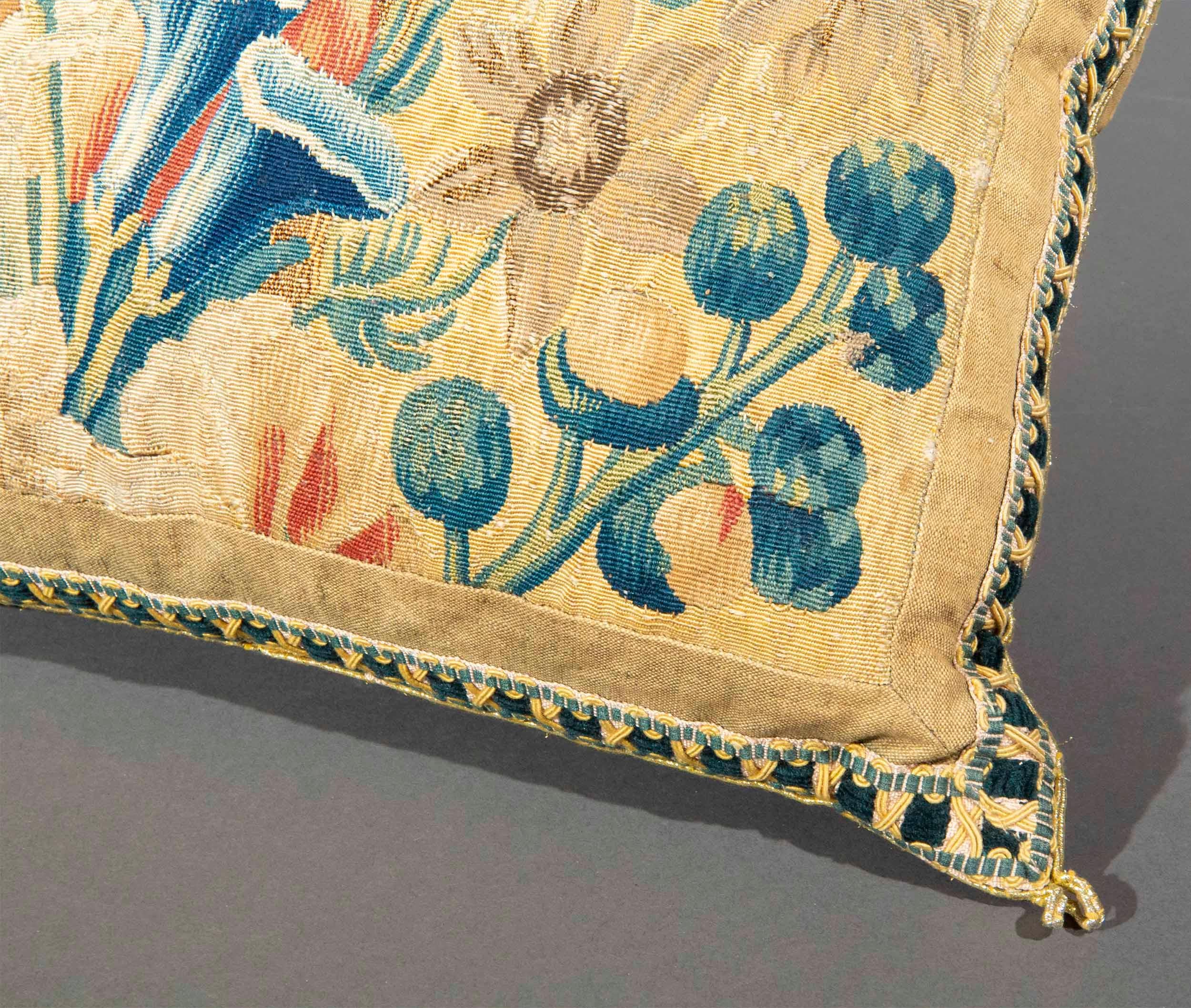 Pair of Antique Tapestry Pillows or Cushions, 17th Century French For