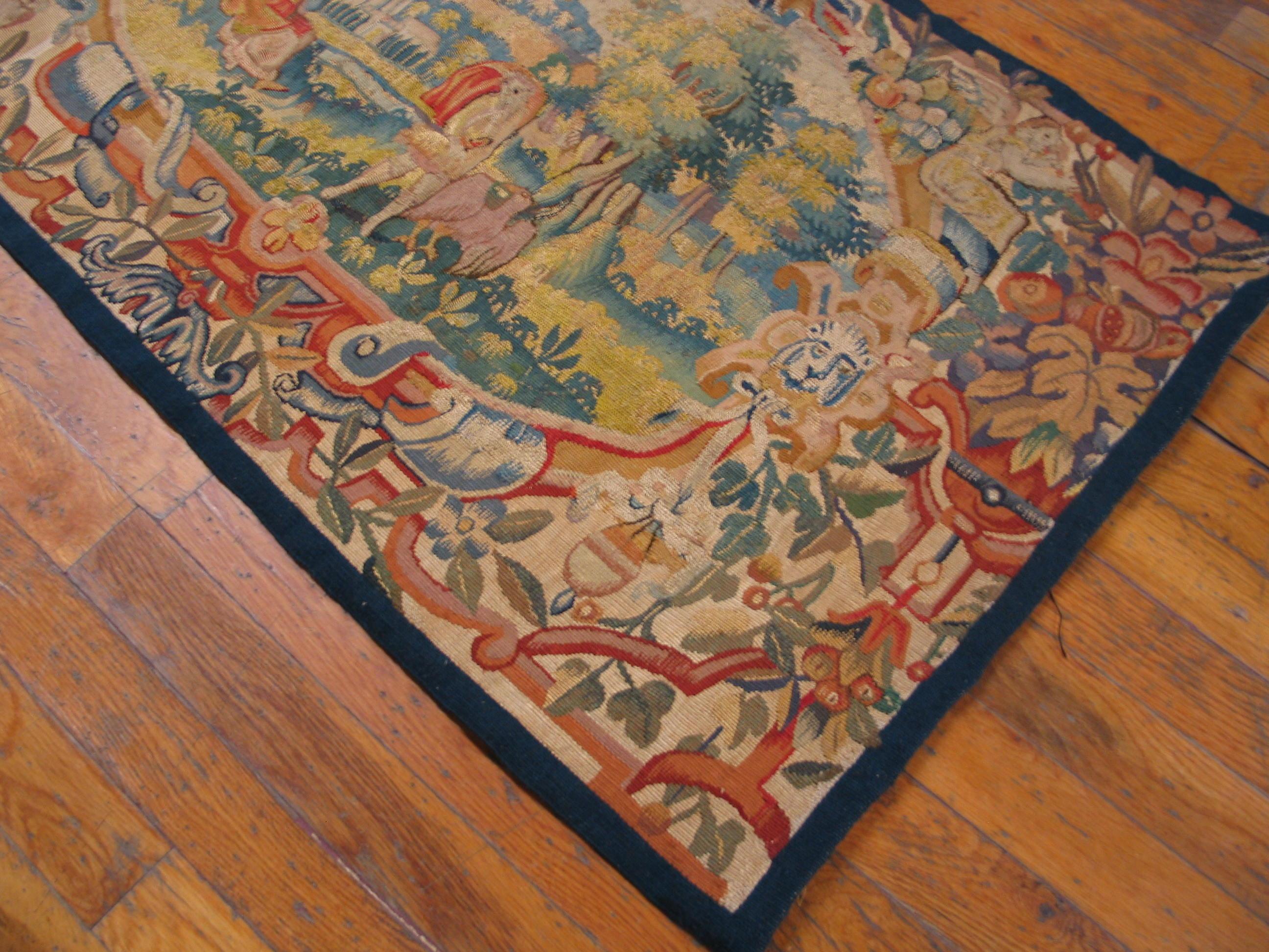 Hand-Woven 17th Century Pair of Flemish Tapestry ( 2' x 3'4