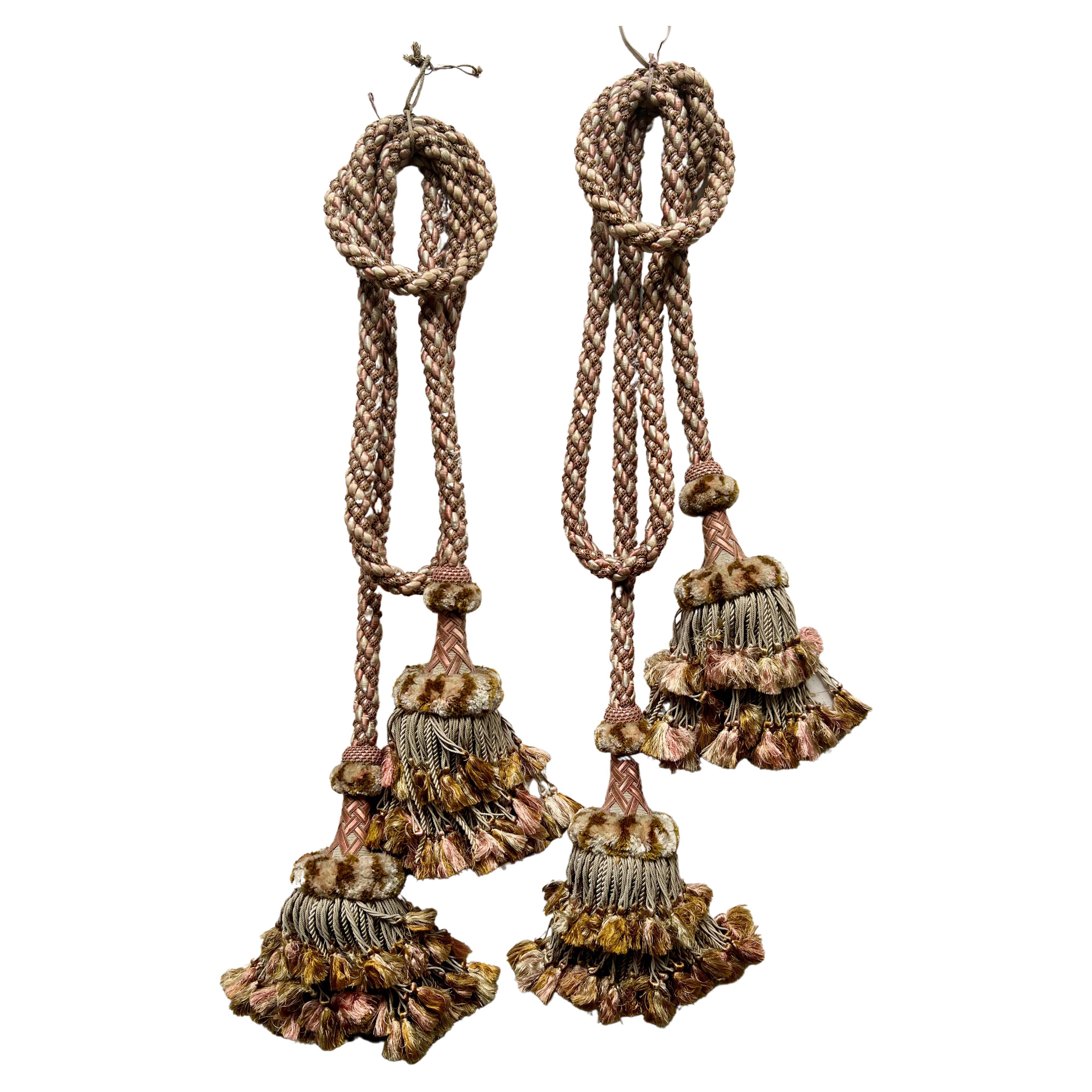 Pair of Antique Tassels Curtain Tiebacks French Passementerie For Sale