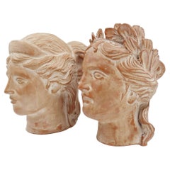 Pair of Antique Terracotta Heads, 20th Century