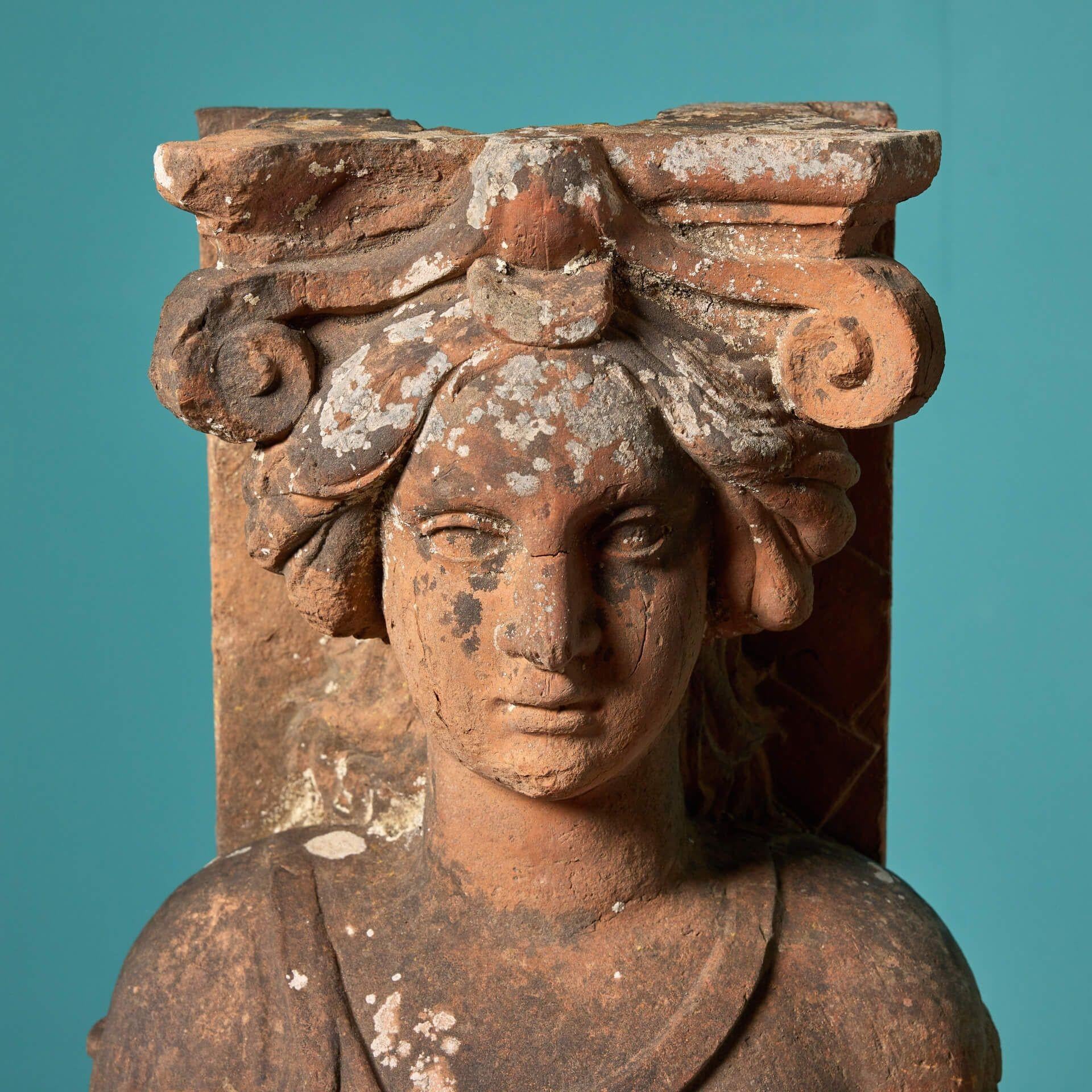 Paar antike Terrakotta-Hermen im klassischen Design (Neoklassisch) im Angebot