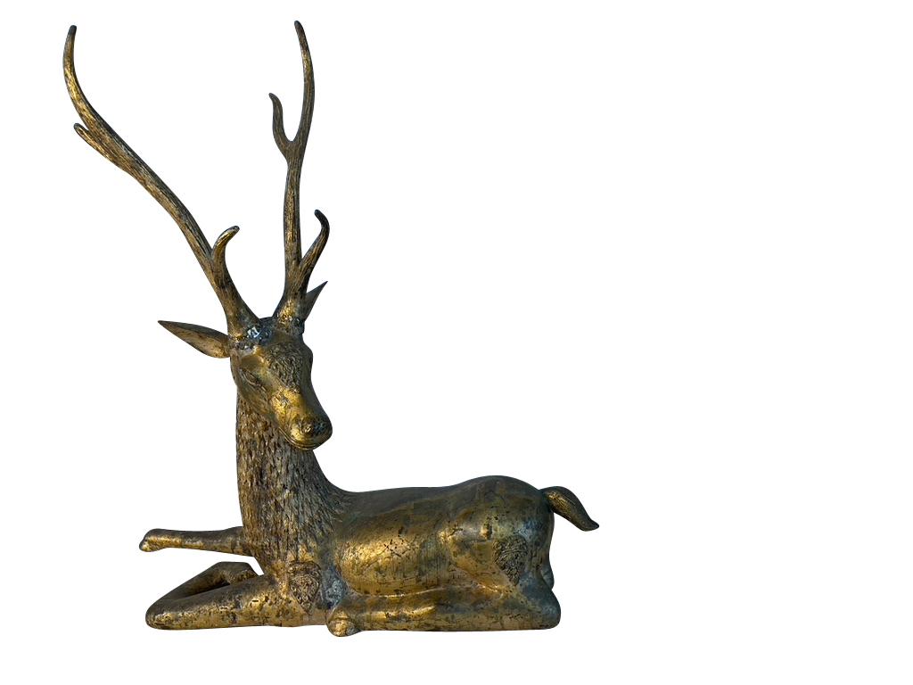 Pair of Antique Thai Gilt Bronze Buddhist Temple Deer  For Sale 11
