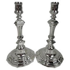 Pair of Antique Tiffany Candlesticks in Portuguese Baroque Style