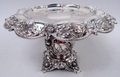 Pair of Antique Tiffany Chrysanthemum Sterling Silver Compotes