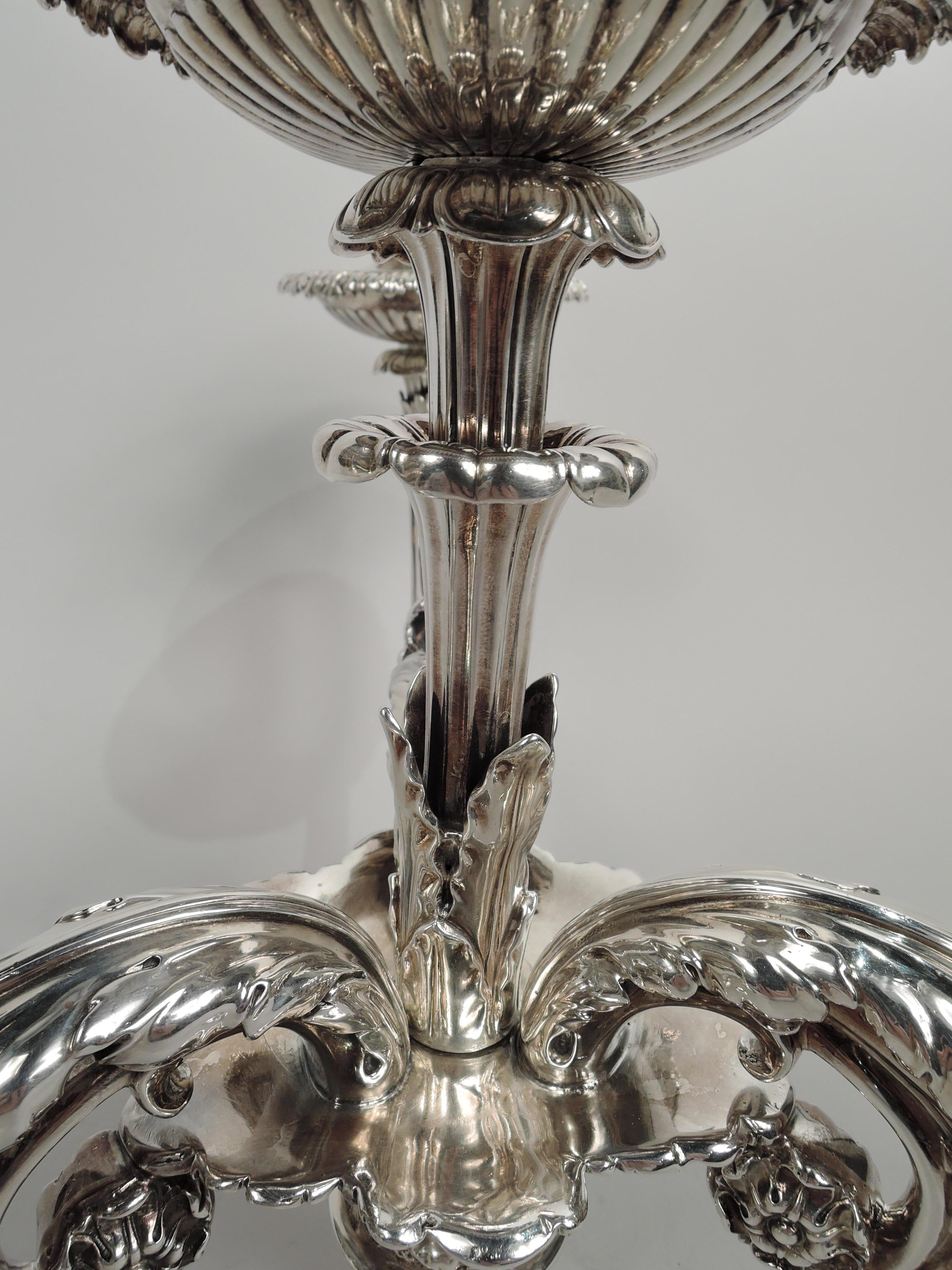 American Pair of Antique Tiffany Classical Sterling Silver 4-Light Candelabra