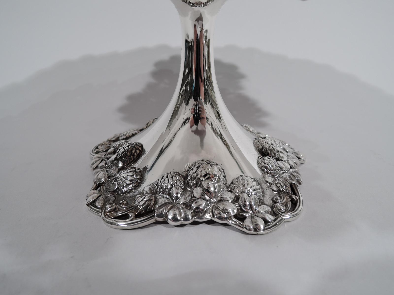 American Pair of Antique Tiffany Clover Sterling Silver Compotes