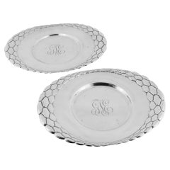 Pareja de relojes antiguos Tiffany & Co. Placas de plata de ley con monograma "G.S.E.