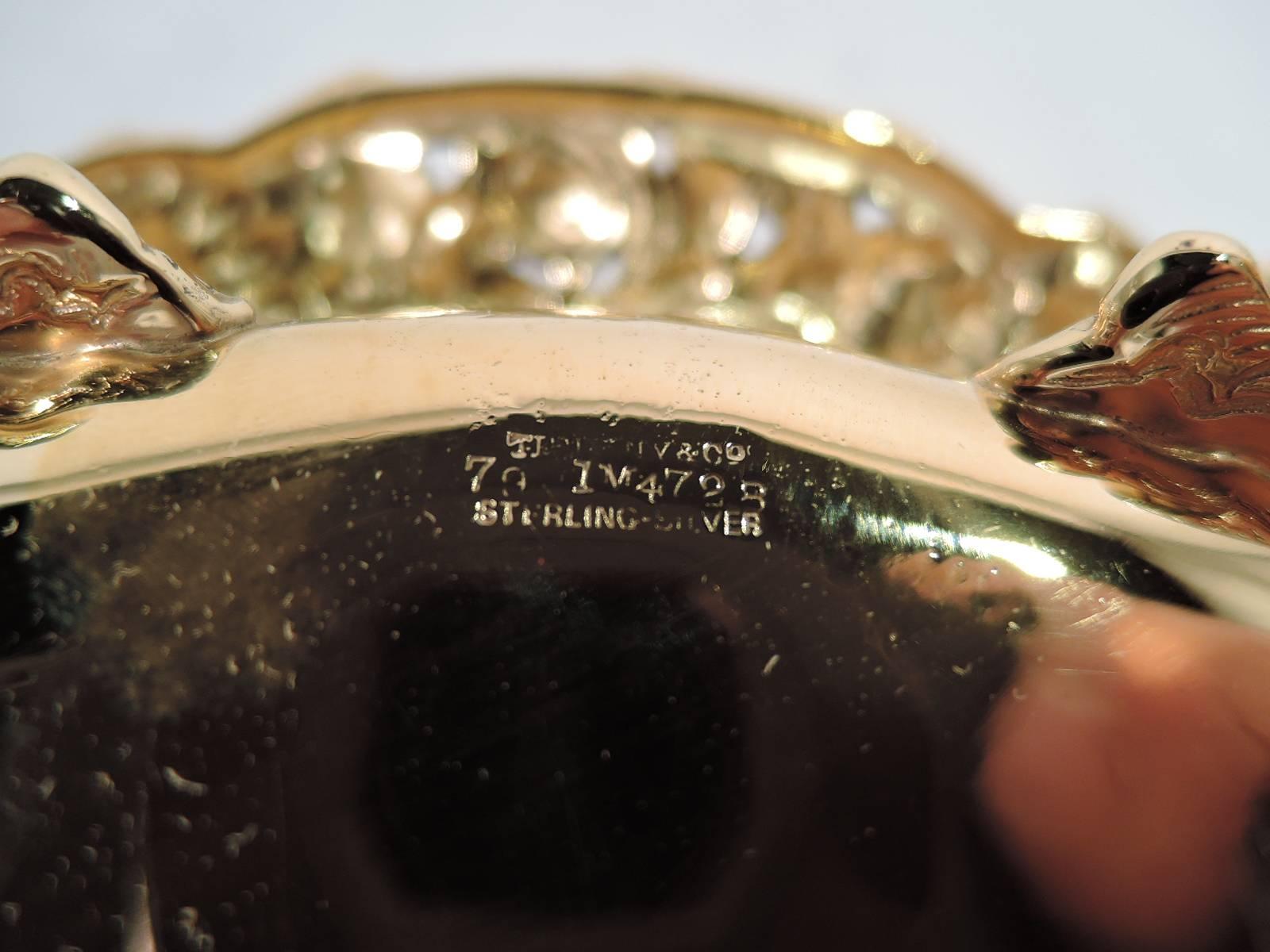 19th Century Pair of Antique Tiffany Gilt Sterling Silver Footed Bowls