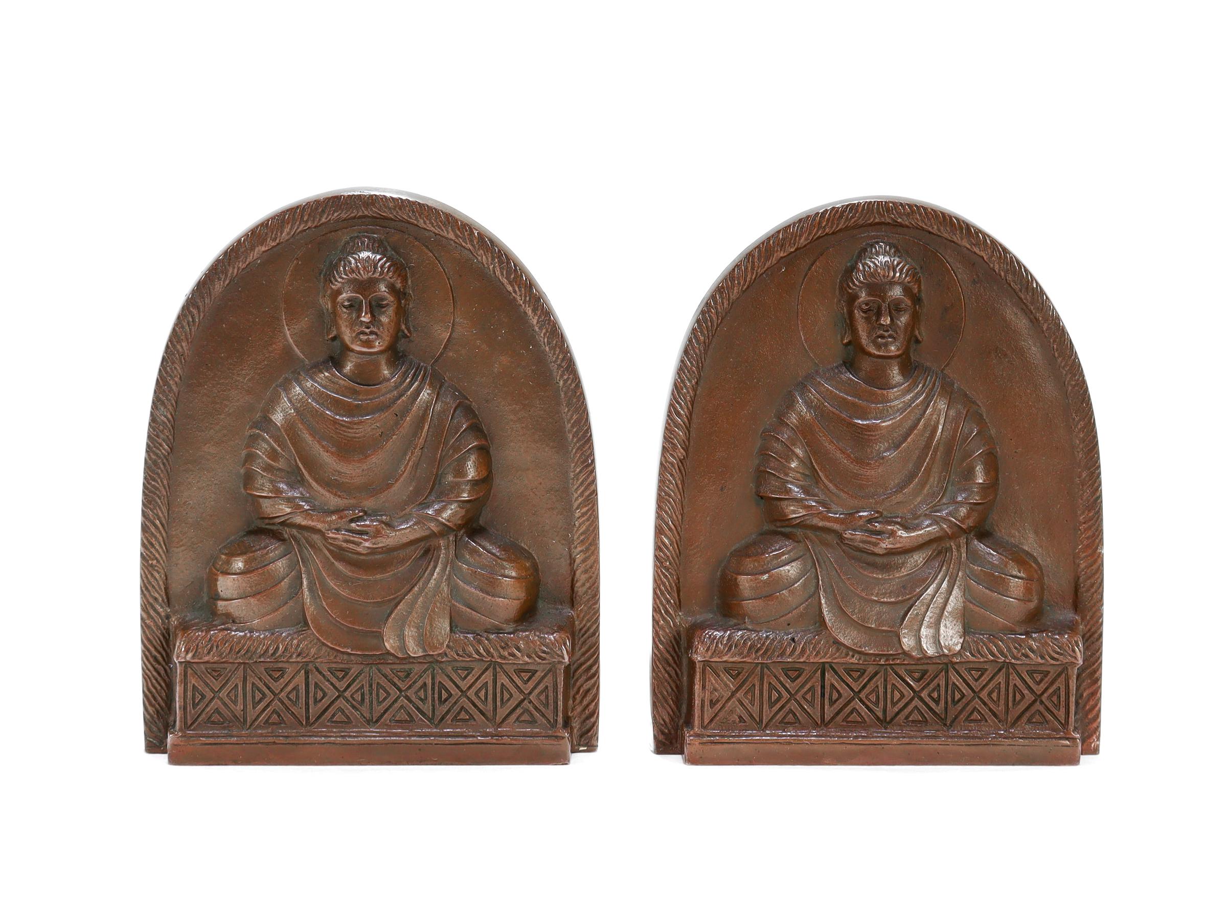 Pair of Antique Tiffany Studio New York Bronze Buddha Bookends No. 1025 For Sale 5