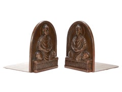 Pair of Antique Tiffany Studio New York Bronze Buddha Bookends No. 1025