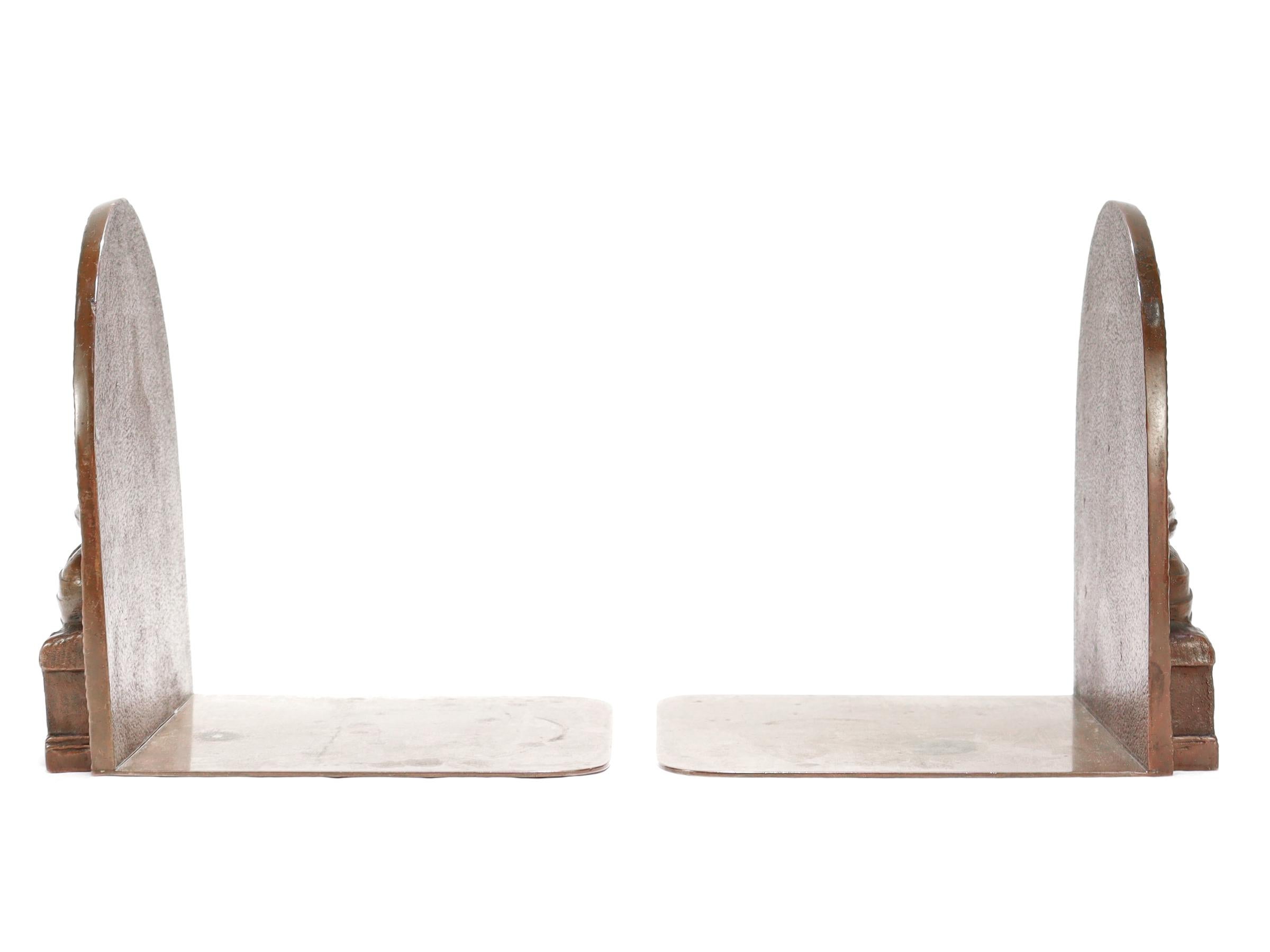 Art Deco Pair of Antique Tiffany Studio New York Bronze Buddha Bookends No. 1025 For Sale