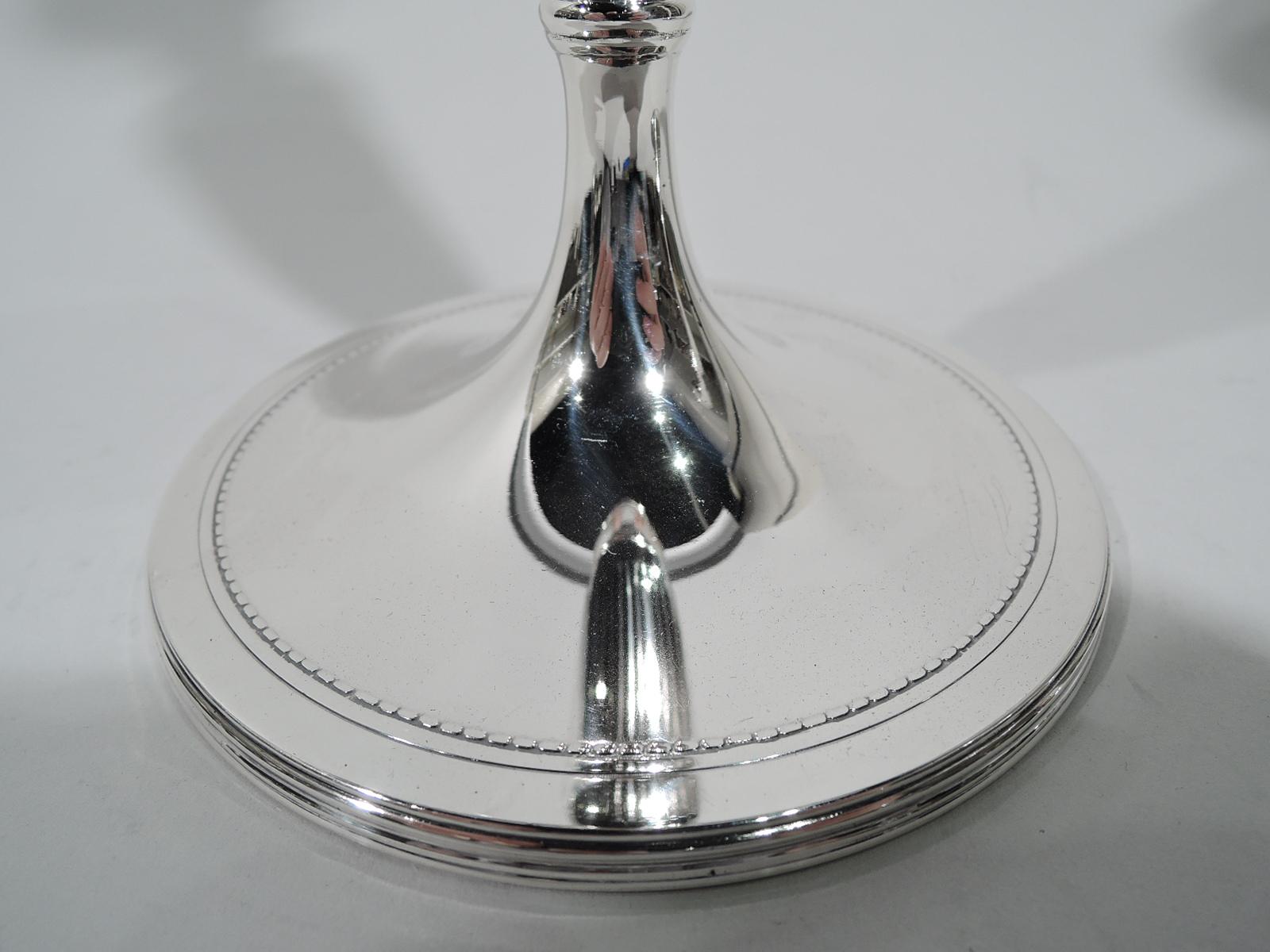 Pair of Antique Tiffany & Co. Winthrop Sterling Silver Candlesticks In Excellent Condition In New York, NY