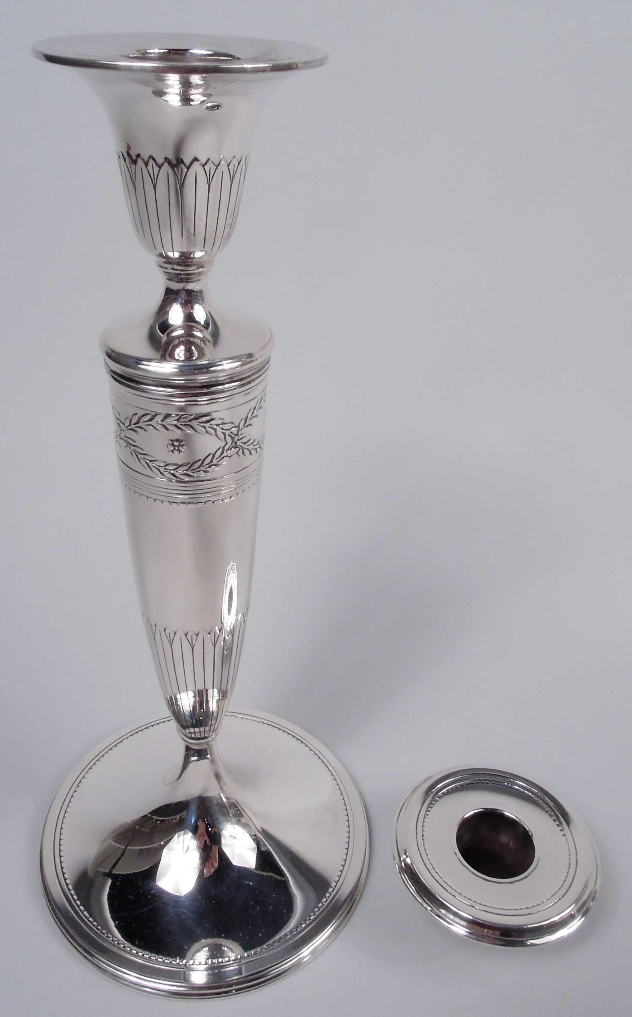 Pair of Antique Tiffany Winthrop Sterling Silver Candlesticks In Good Condition In New York, NY