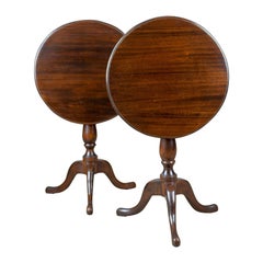 Pair of Antique Tilt-Top Wine Tables, English, Edwardian, Mahogany, circa 1910