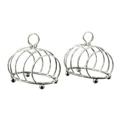 Pair of Antique Toast Racks, English, Silver, Breakfast Rest, Hallmarked, C.1920