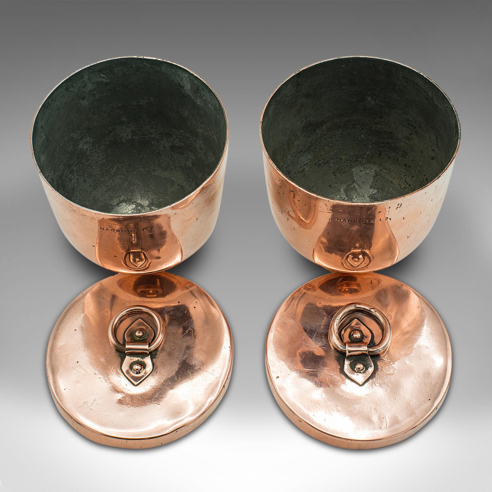 Pair of Antique Tobacco Keepers, English Copper, Brass, Jars, Harrods, Victorian For Sale 3