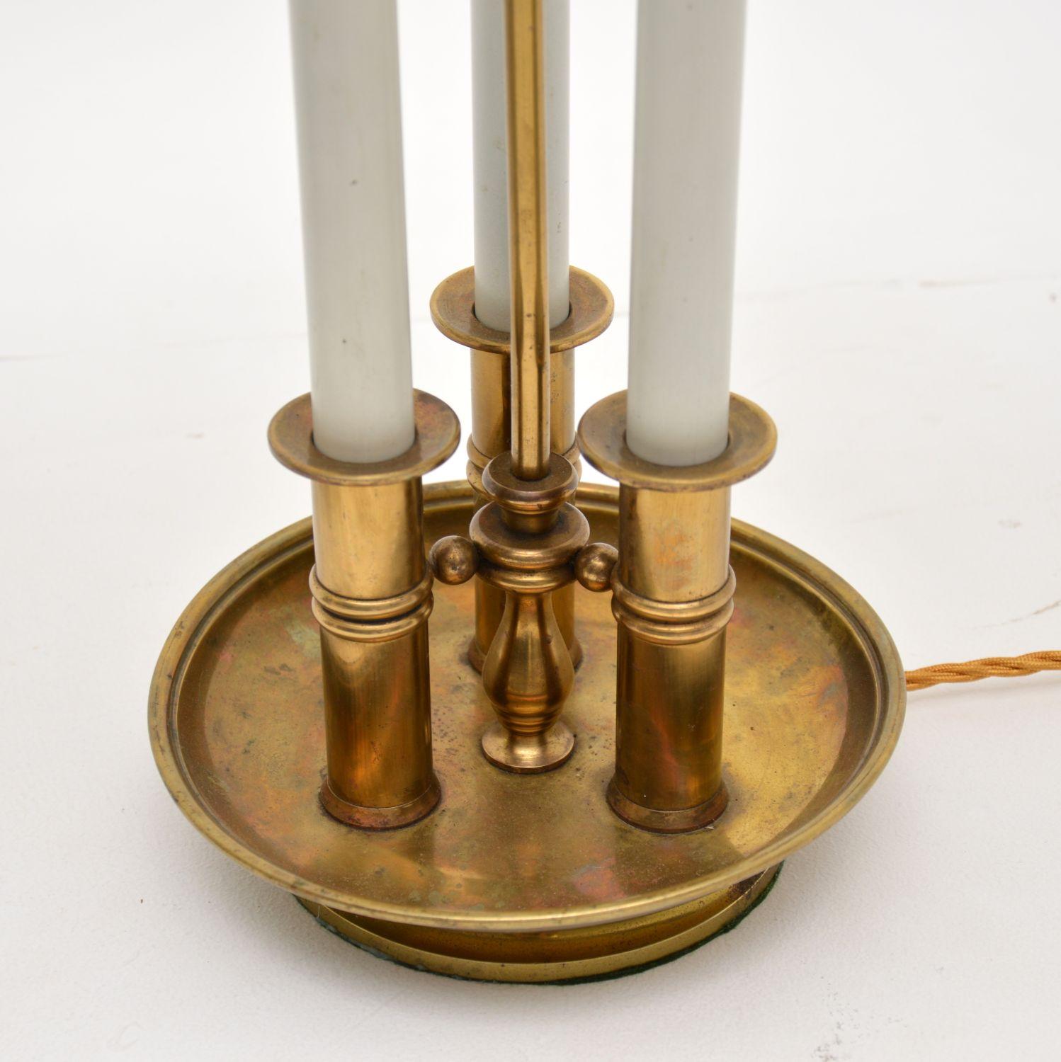 Mid-20th Century Pair of Antique Tole & Brass Table Lamps For Sale