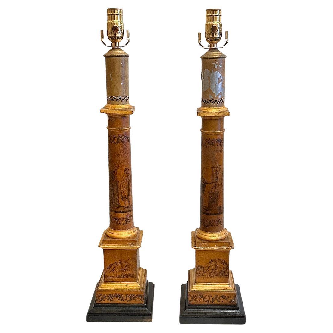Coppia di lampade antiche di Tole