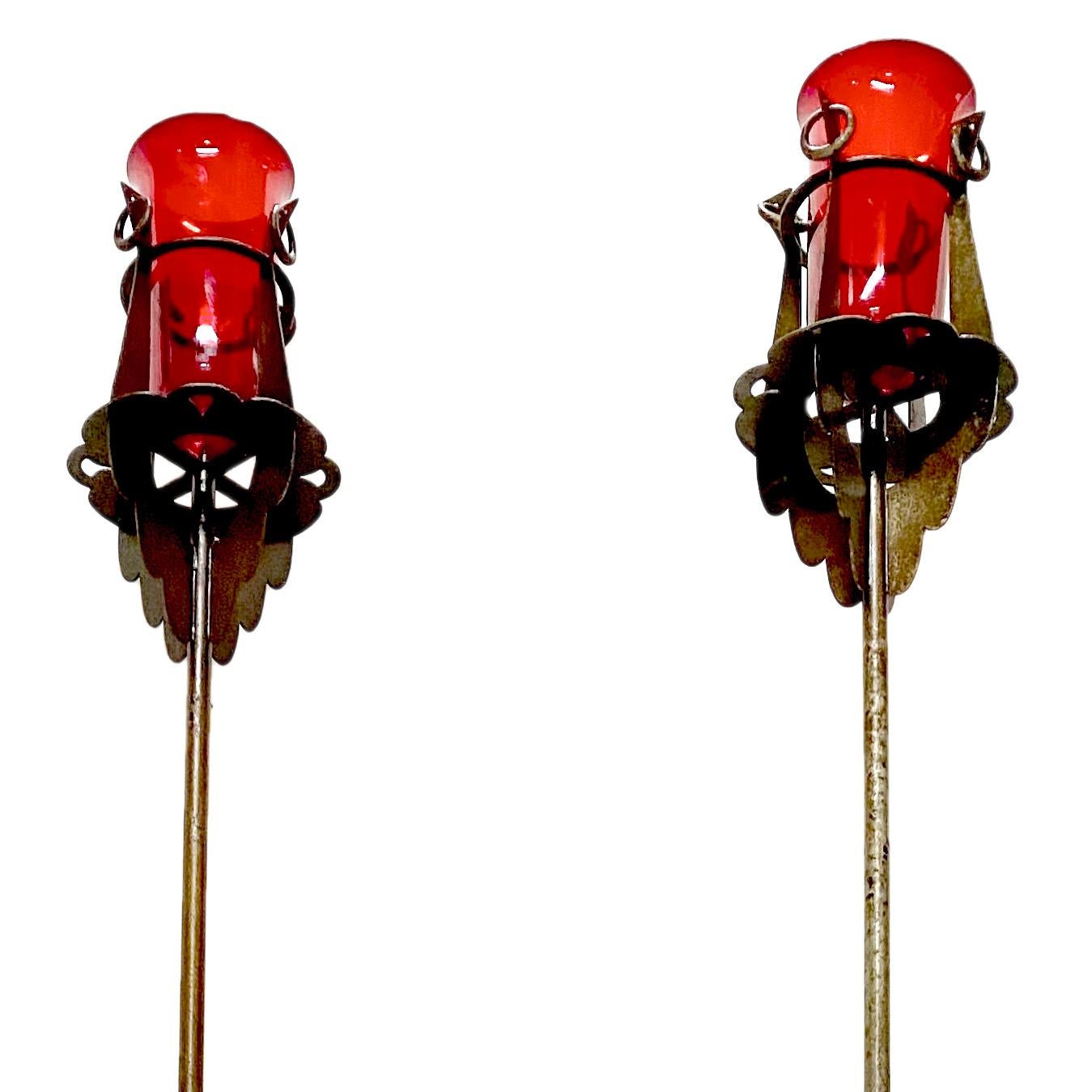 Pair of Antique Torchère Wrought Iron Floor Lamps For Sale 1