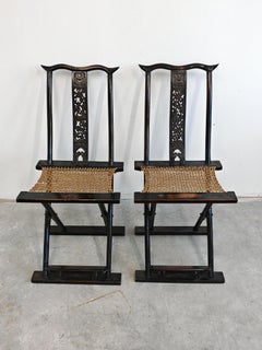 Pair of Antique Travelers Folding Chairs // Mare in China, cca. 1880s