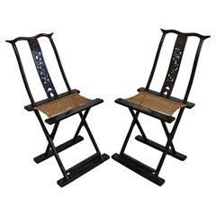 Pair of Antique Travelers Folding Chairs // Mare in China, cca. 1880s