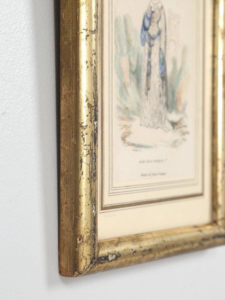 Pair of Antique Tres Petite French Prints, HandColored at 1stDibs
