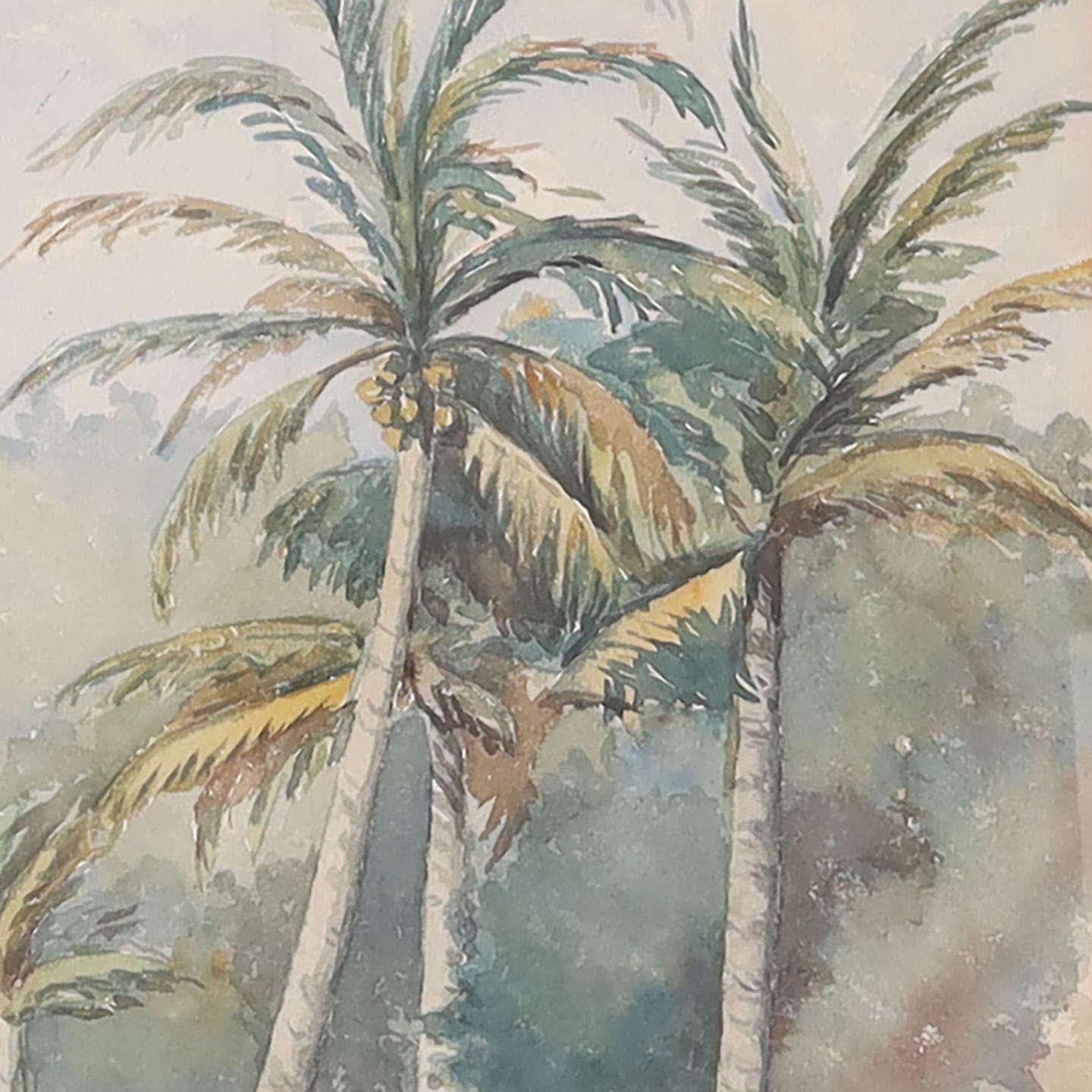 Pareja de acuarelas tropicales antiguas siglo XIX en venta