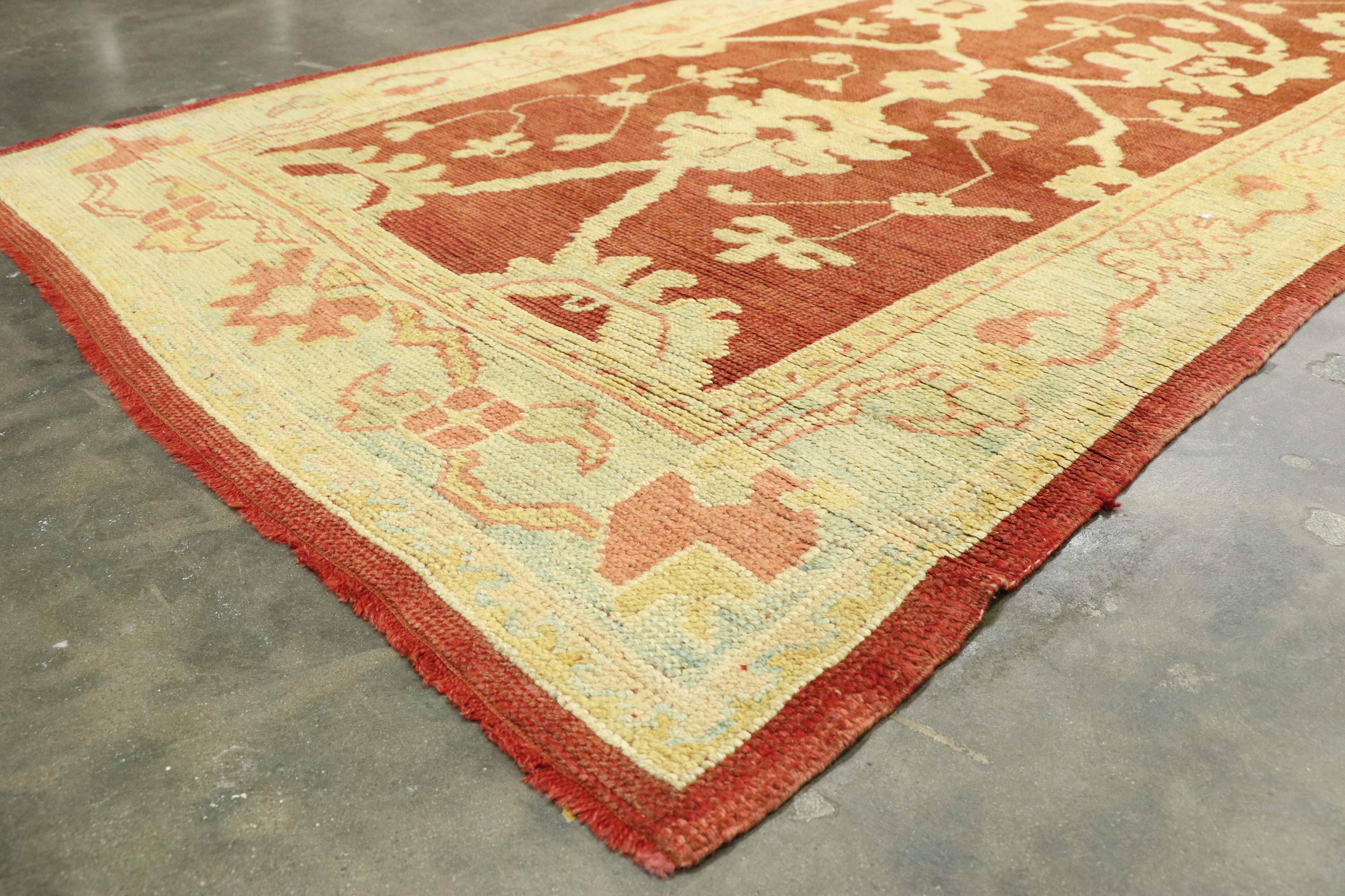 Rare 1920's Antique Turkish Oushak Carpet Runners with Traditional Style For Sale 7