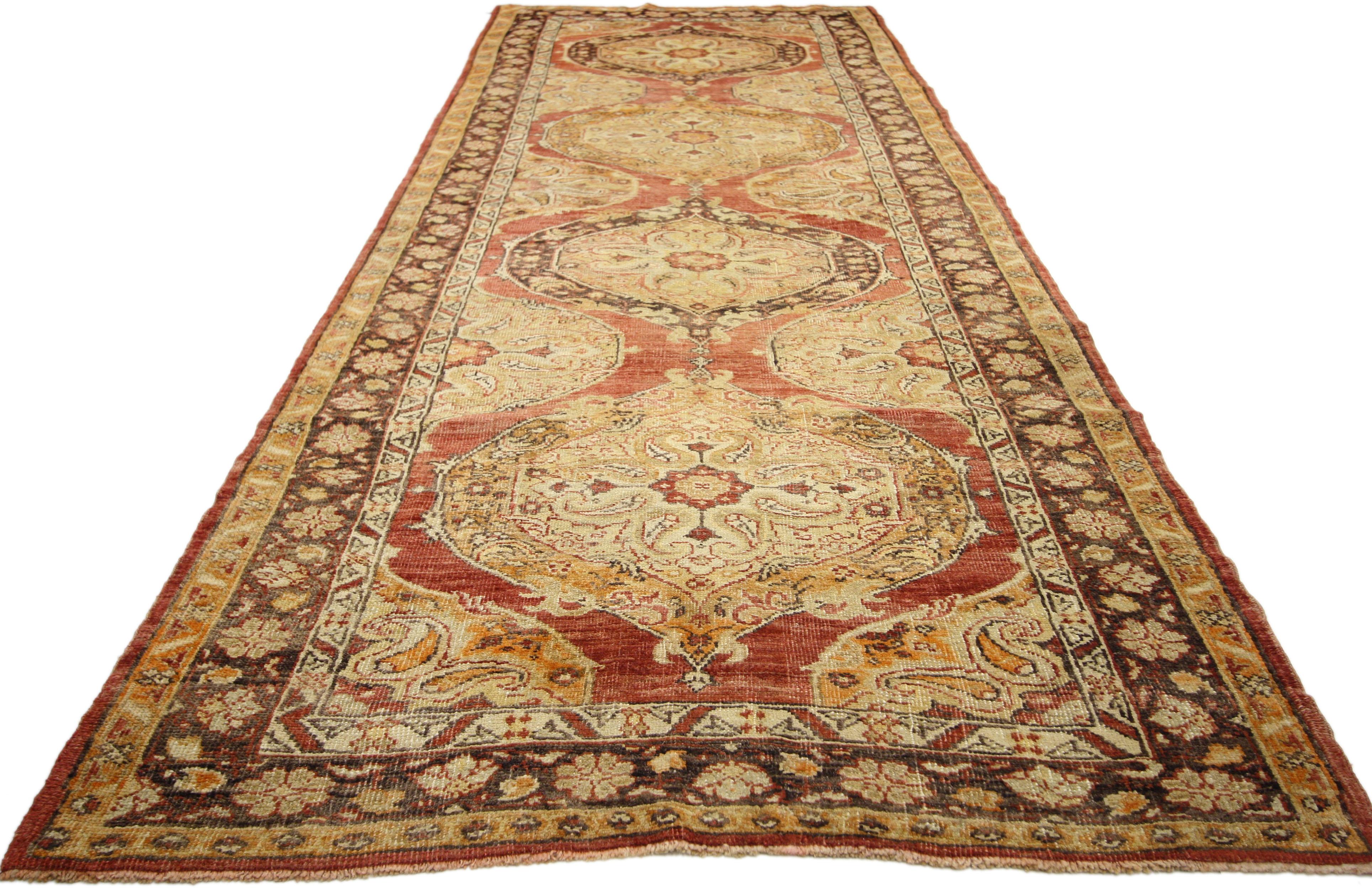 20th Century Pair of Vintage Turkish Oushak Rugs, Spanish Colonial Style Meets Rustic Charm For Sale