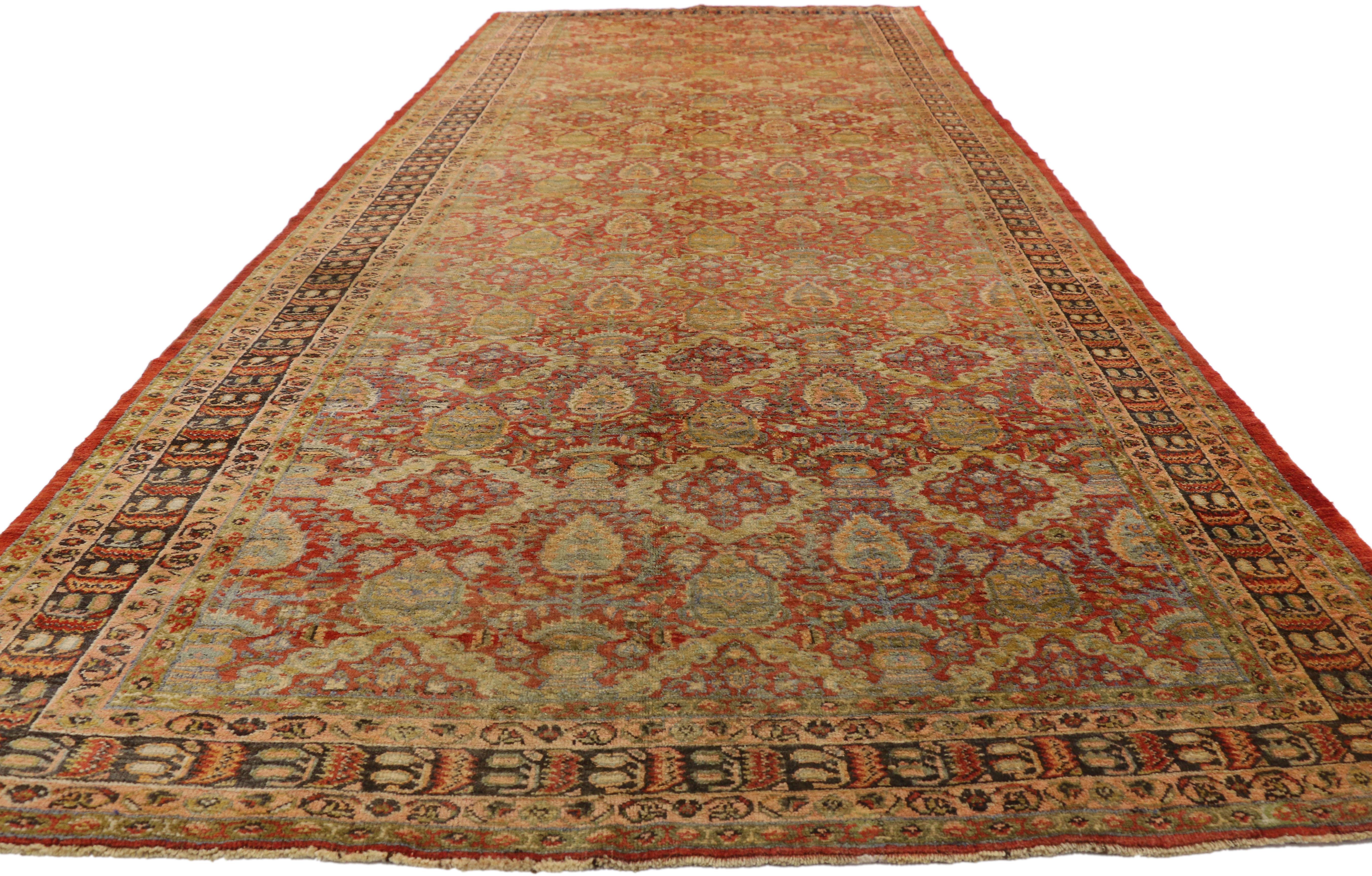 Pair of Antique Turkish Oushak Gallery Rugs, Matching Wide Hallway Runners For Sale 5