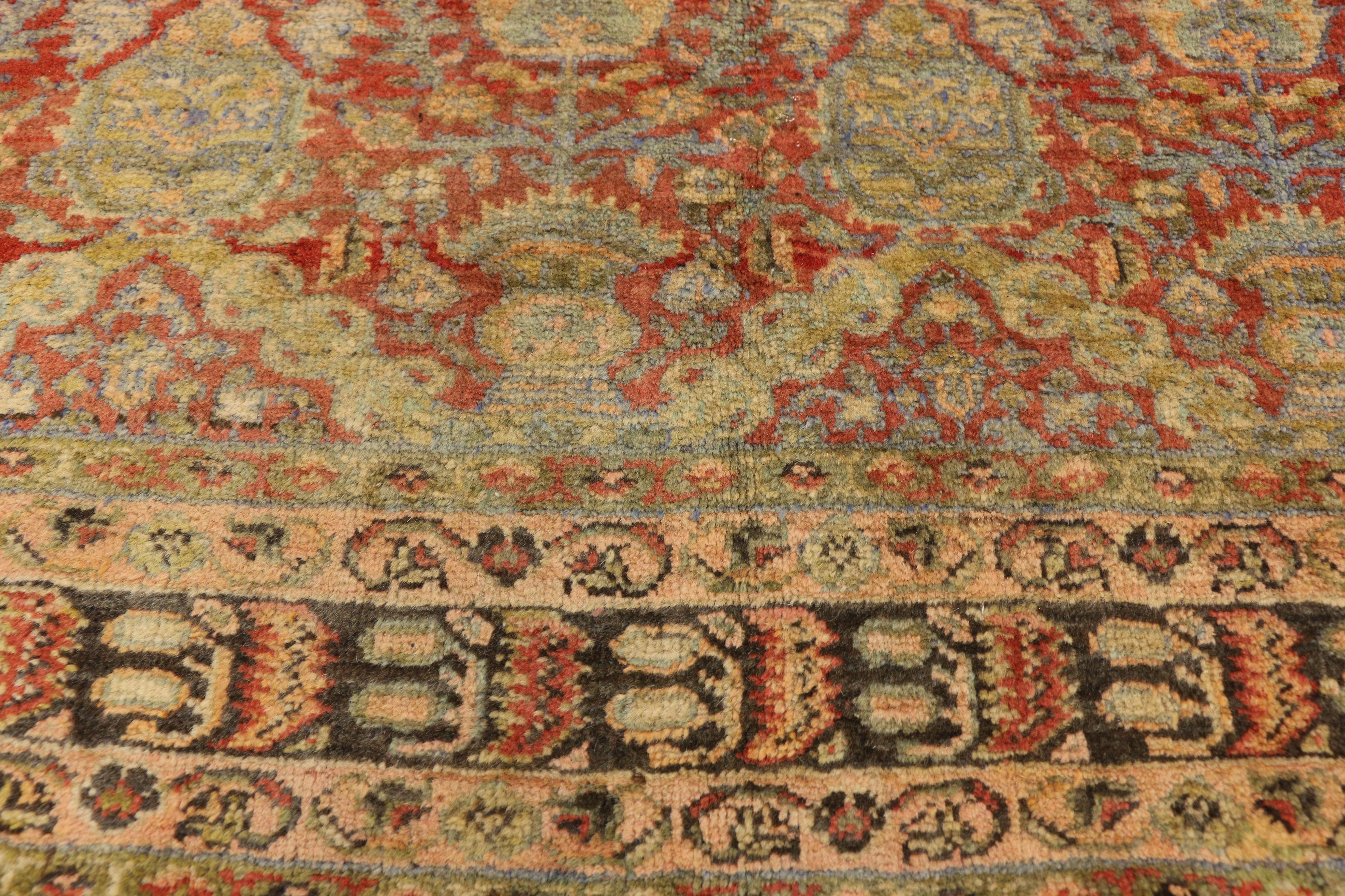 Pair of Antique Turkish Oushak Gallery Rugs, Matching Wide Hallway Runners For Sale 6