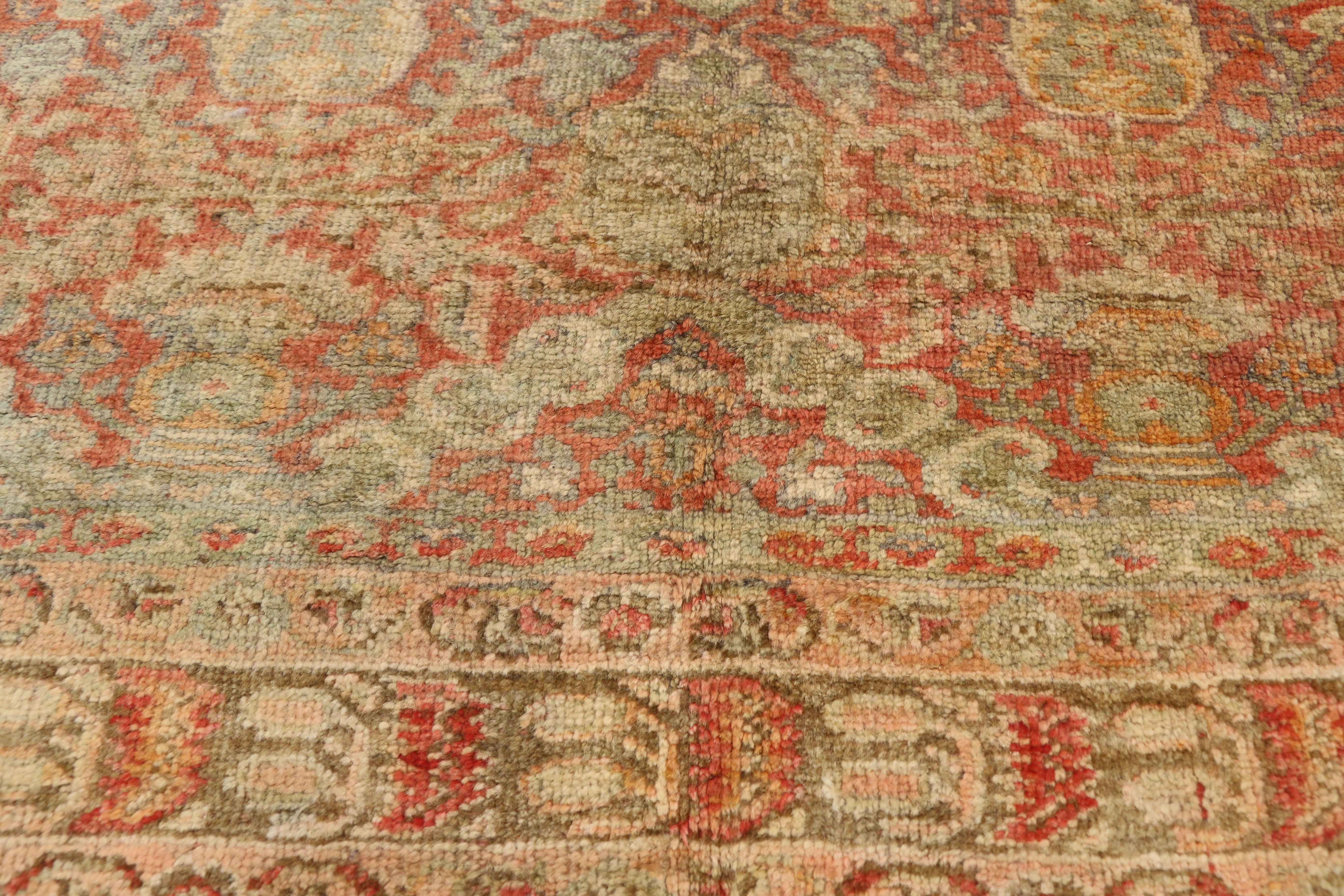 Pair of Antique Turkish Oushak Gallery Rugs, Matching Wide Hallway Runners In Good Condition For Sale In Dallas, TX