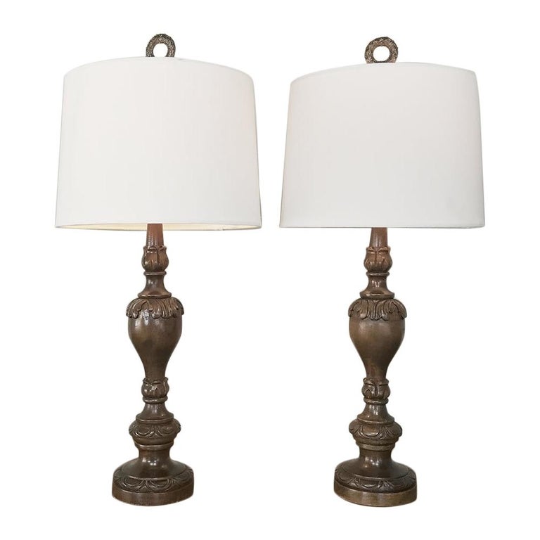 Pair Of Antique Turned Wood Table Lamps For At 1stdibs Pair Of Antique Turned Wood Table Lamps, Antique Wooden Table Lamps