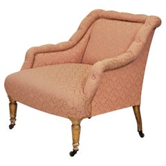 Pair of Antique Upholstered & Giltwood Armchairs by Mellier & Co London