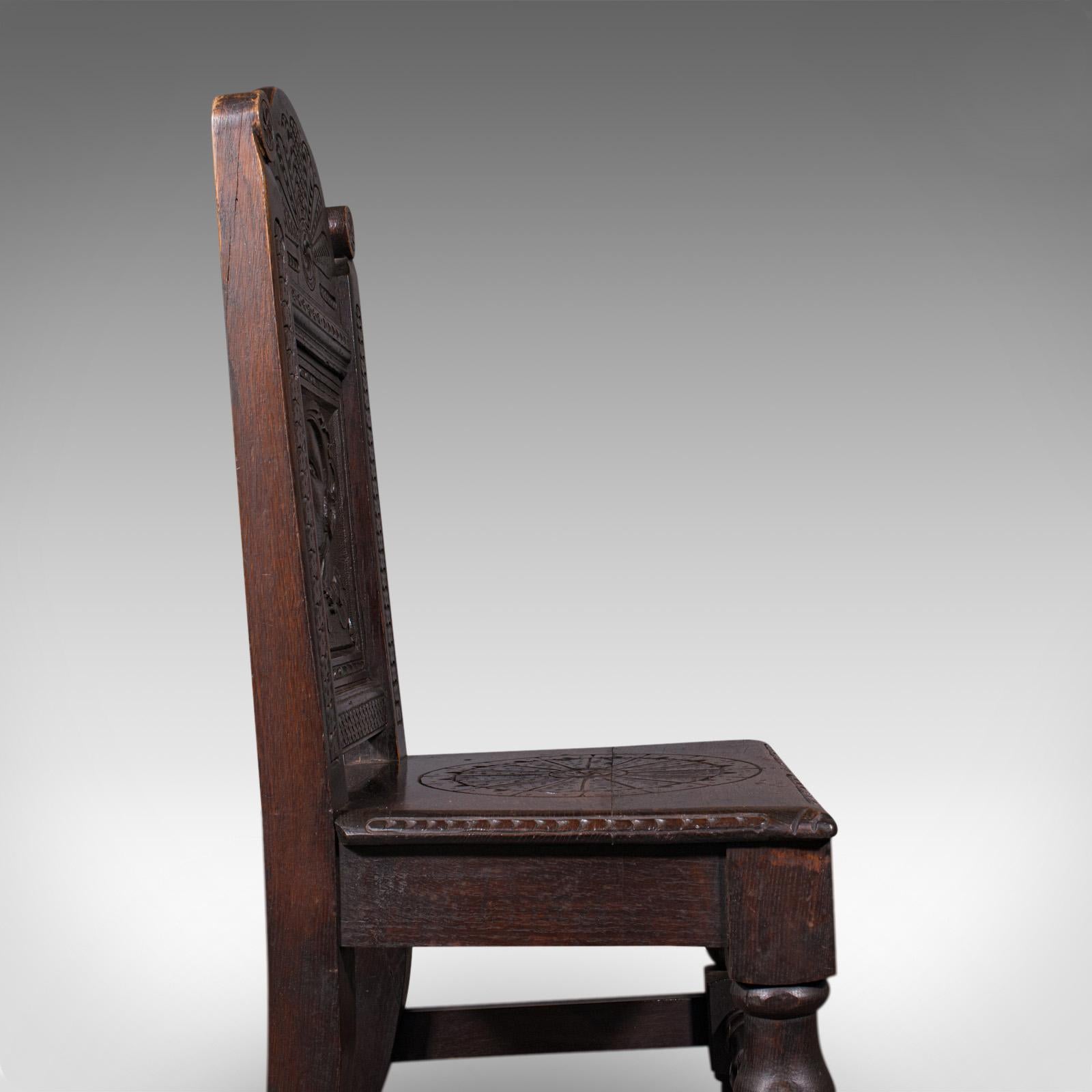 Pair of Antique Venetian Court Chairs, Italian, Oak, Decorative Seat, Victorian For Sale 7