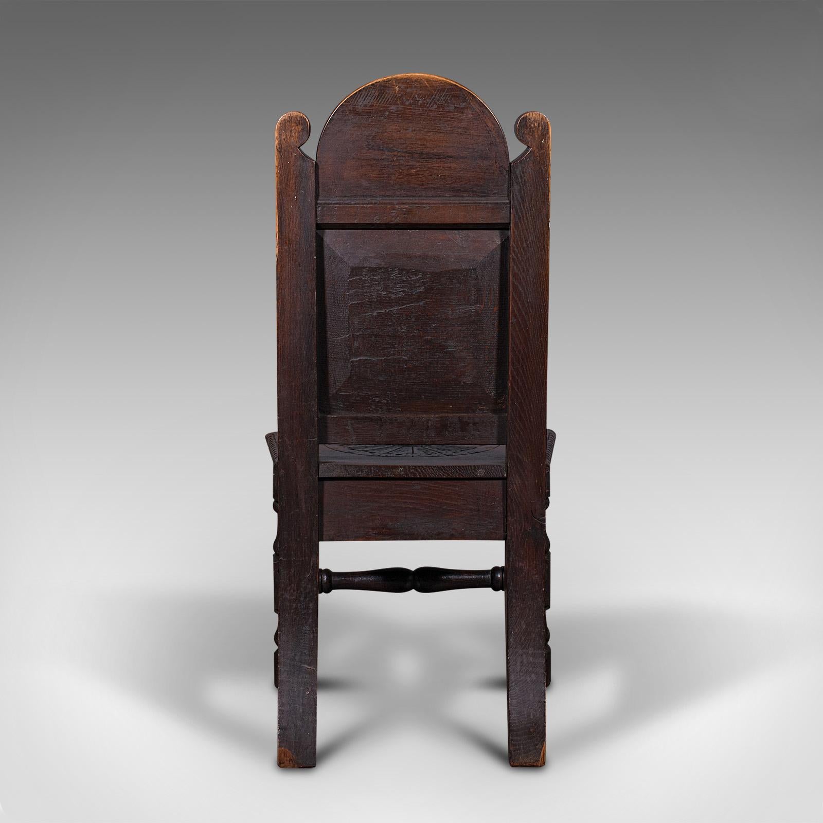 Pair of Antique Venetian Court Chairs, Italian, Oak, Decorative Seat, Victorian For Sale 1