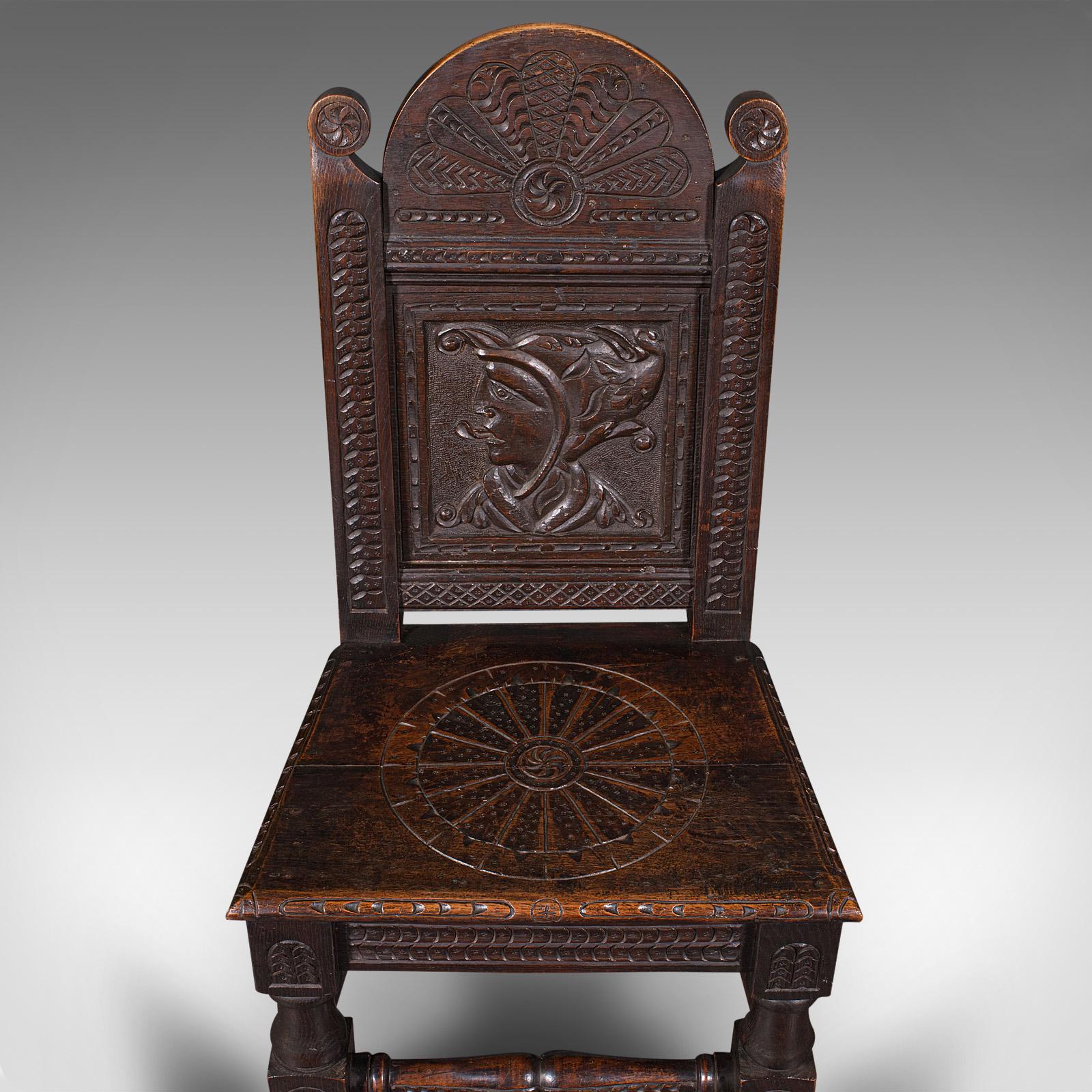 Pair of Antique Venetian Court Chairs, Italian, Oak, Decorative Seat, Victorian For Sale 3