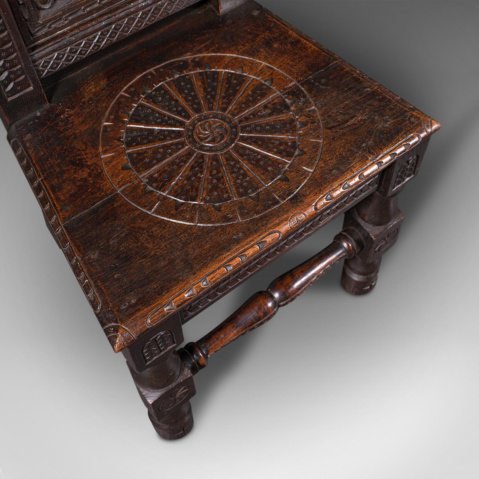 Pair of Antique Venetian Court Chairs, Italian, Oak, Decorative Seat, Victorian For Sale 5