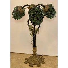 Pair of Antique Venetian Glass and Bronze Grape Cluster Table Lamps