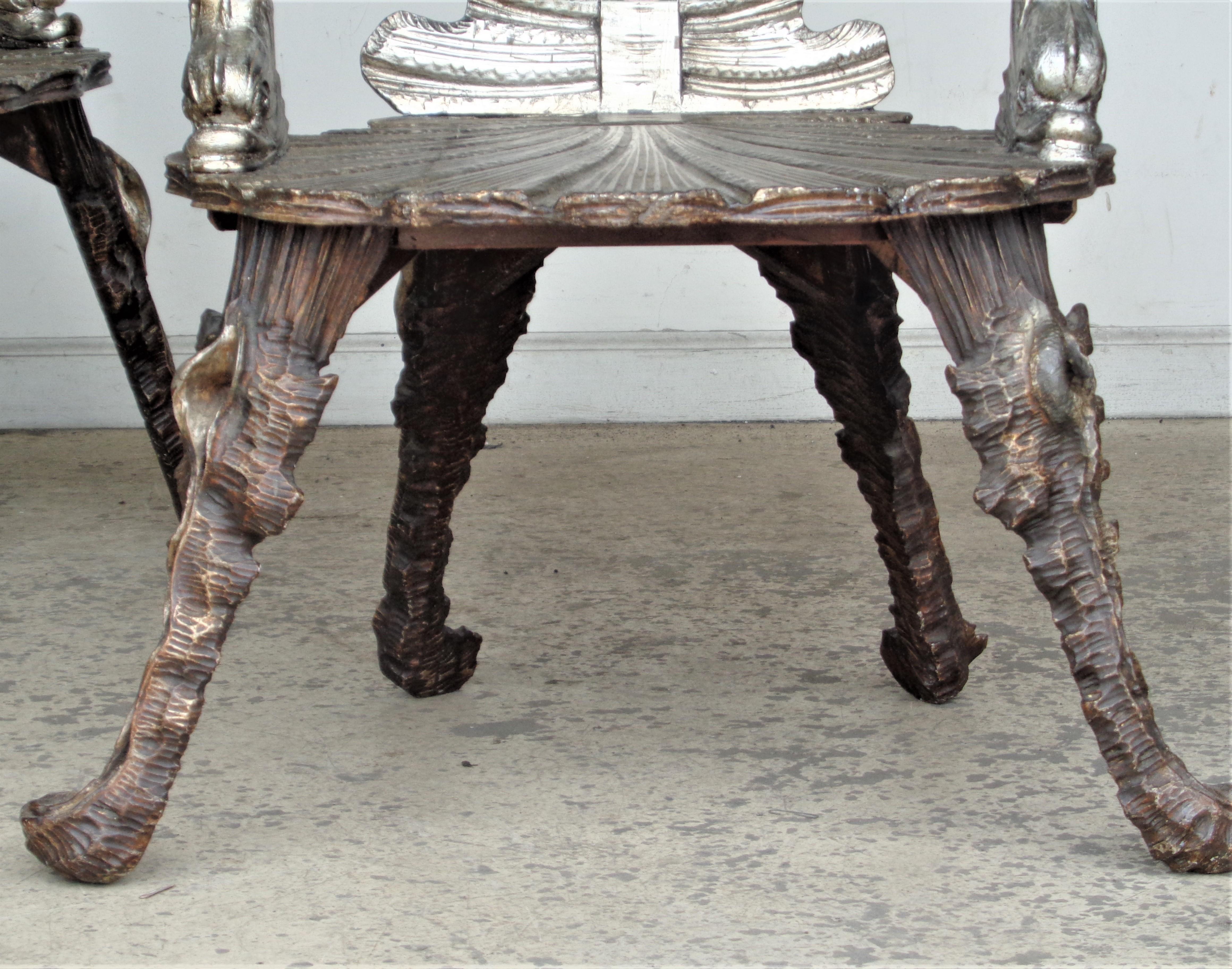 Late 19th Century Antique Venetian Grotto Armchairs